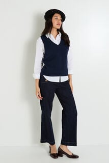Pull sans manches à col V femme