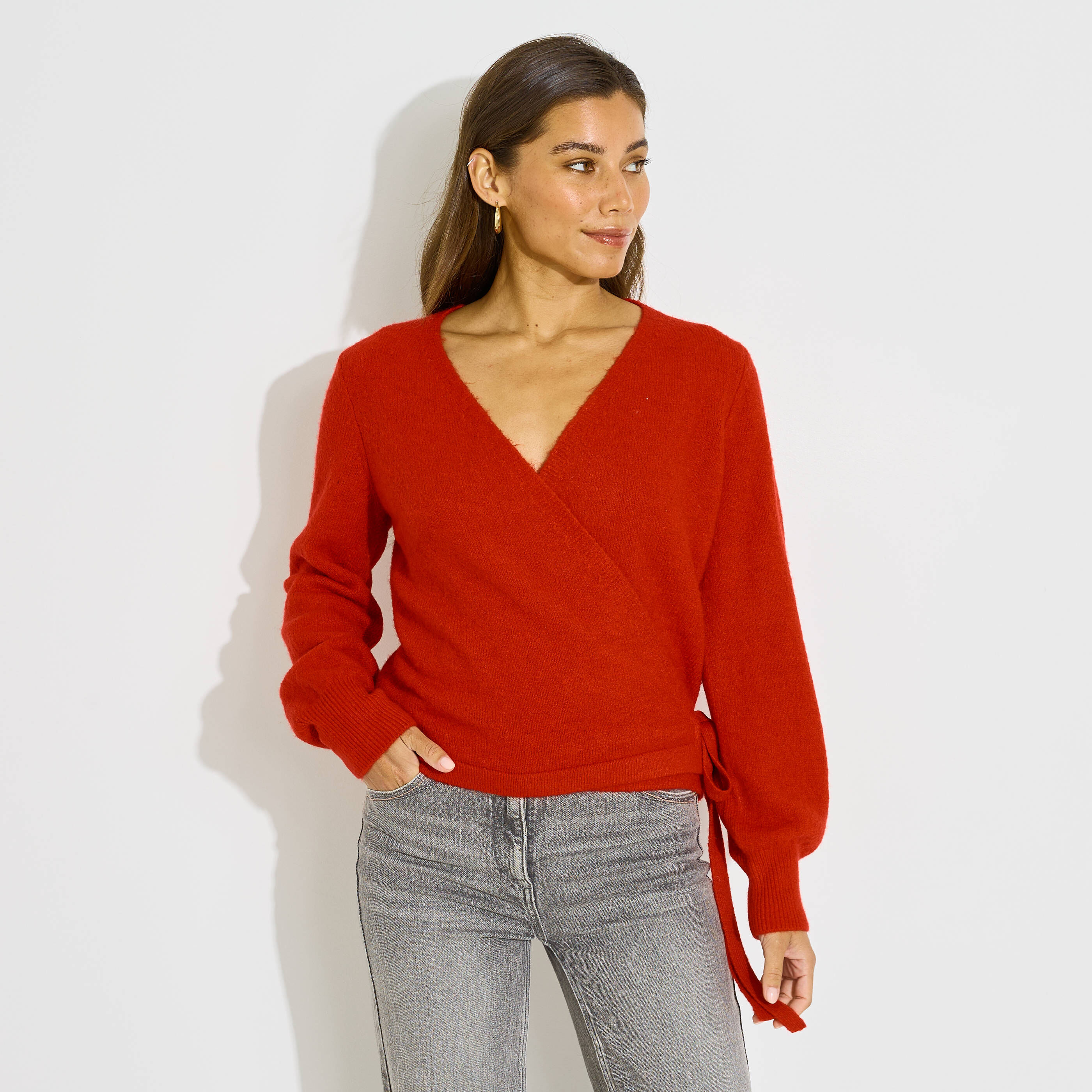 Gilet cache-c&oelig;ur en maille femme