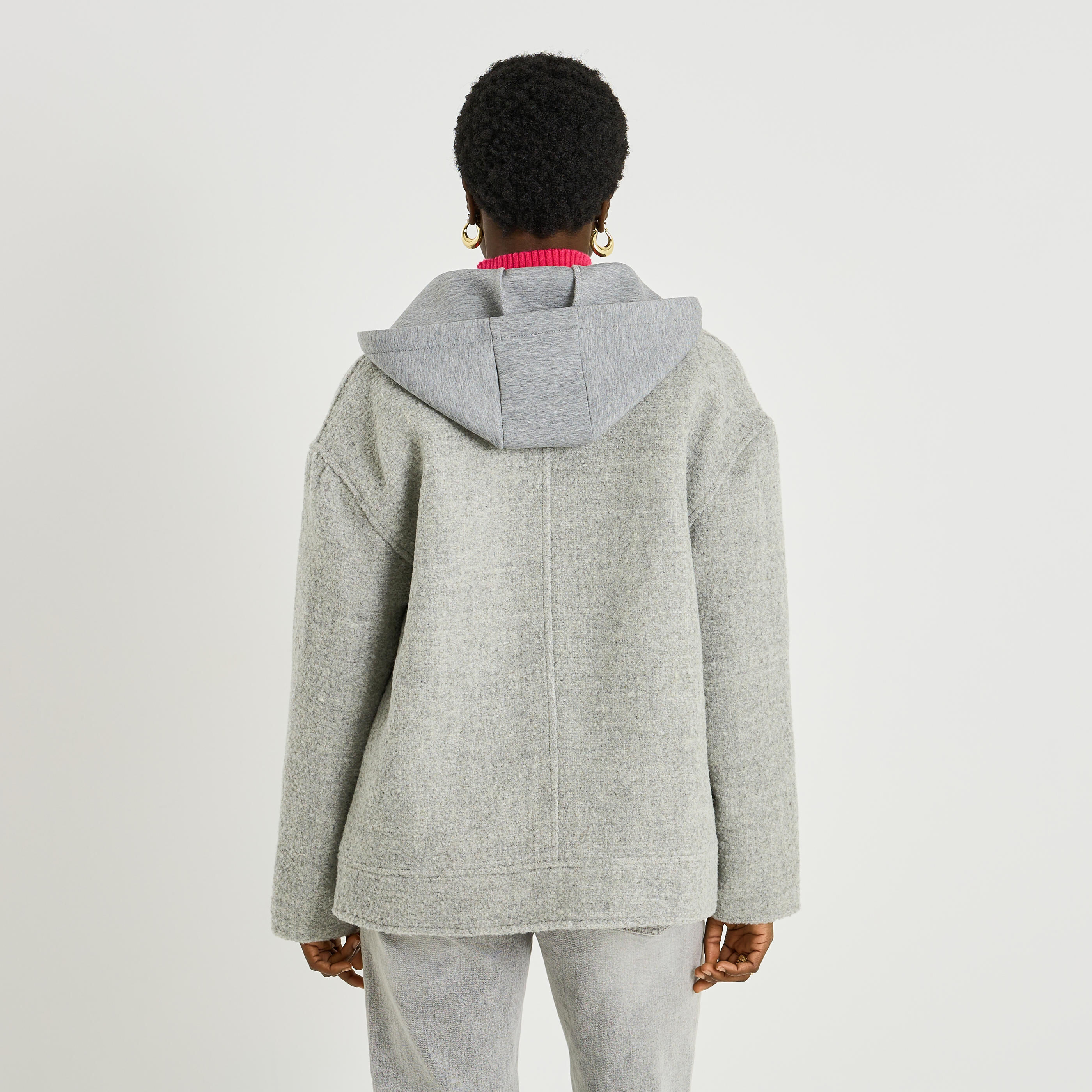 Manteau court &agrave; capuche amovible femme