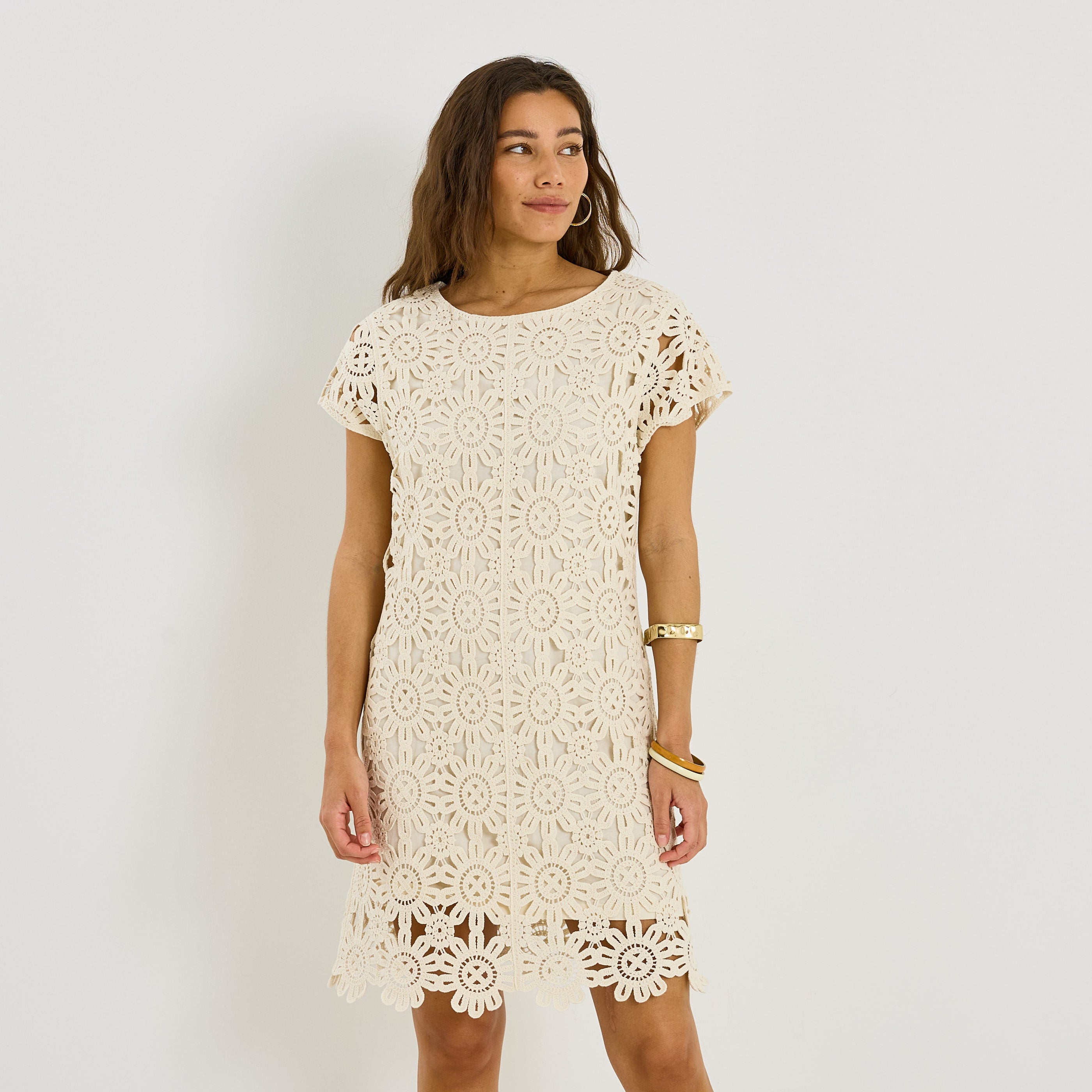 Robe droite courte en crochet 