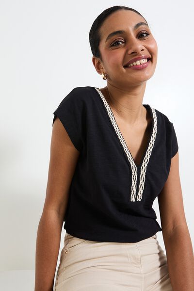 T-shirt col tunisien femme