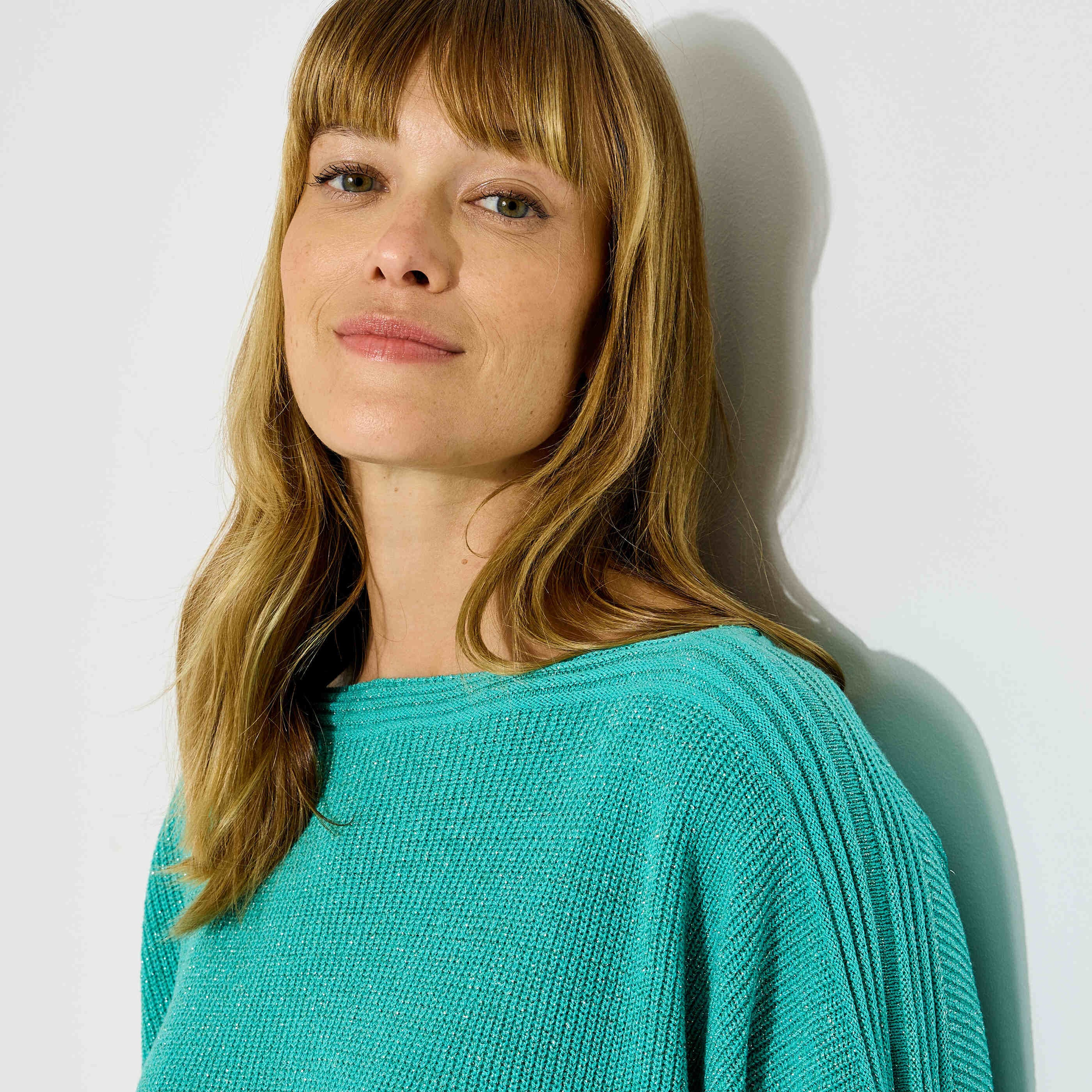 Pull manches courtes brillant femme