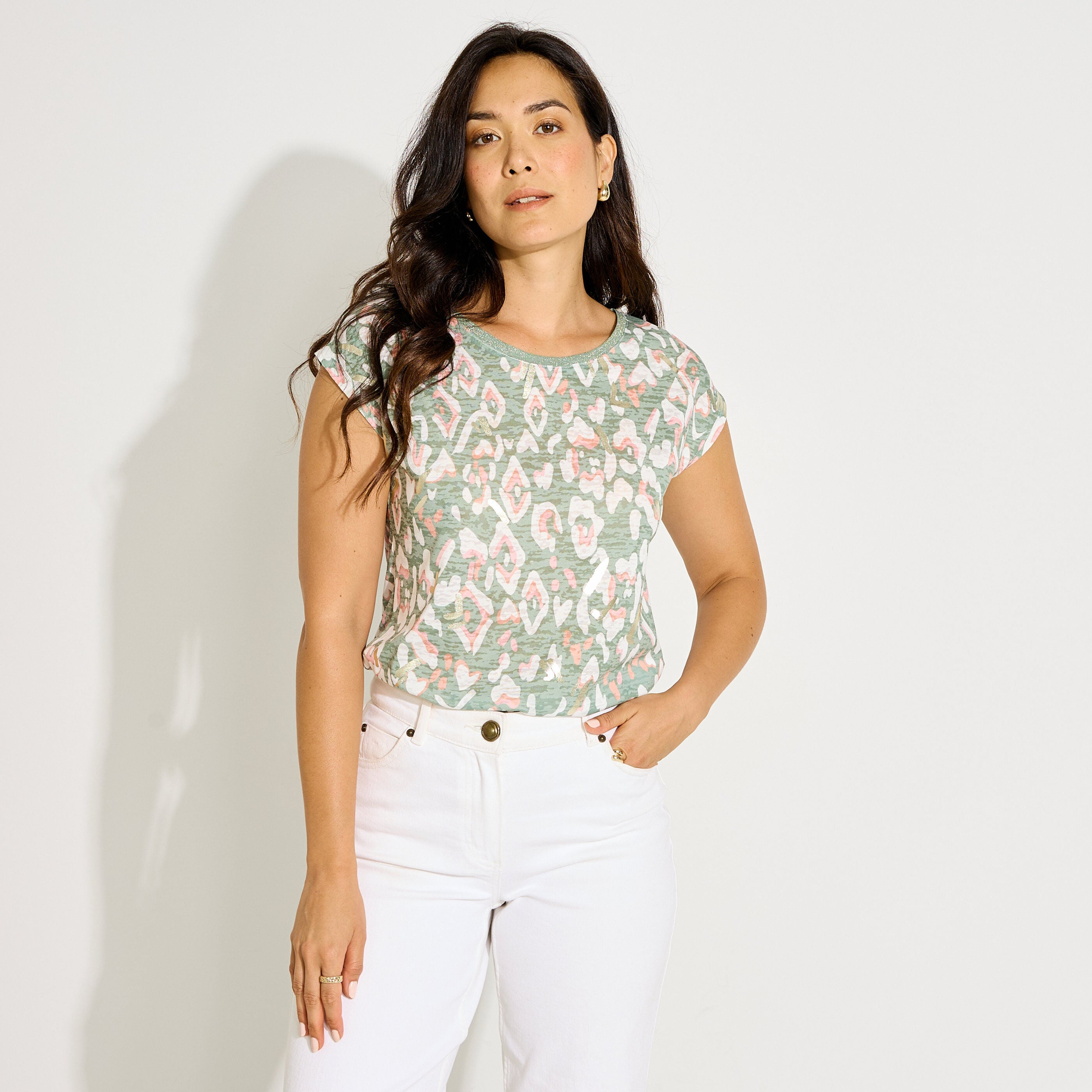 T-shirt imprim&eacute; g&eacute;om&eacute;trique femme