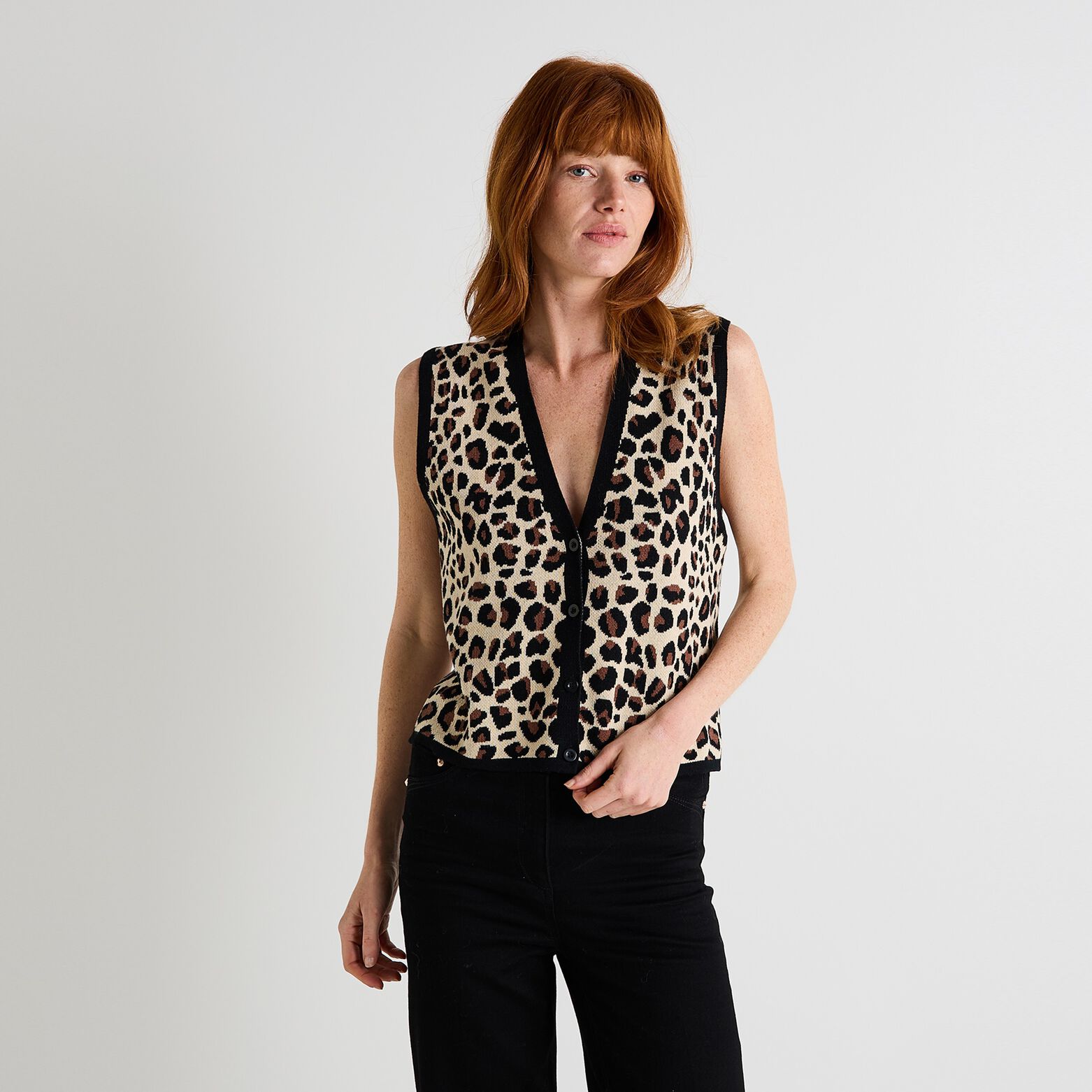 Gilet imprimé léopard femme