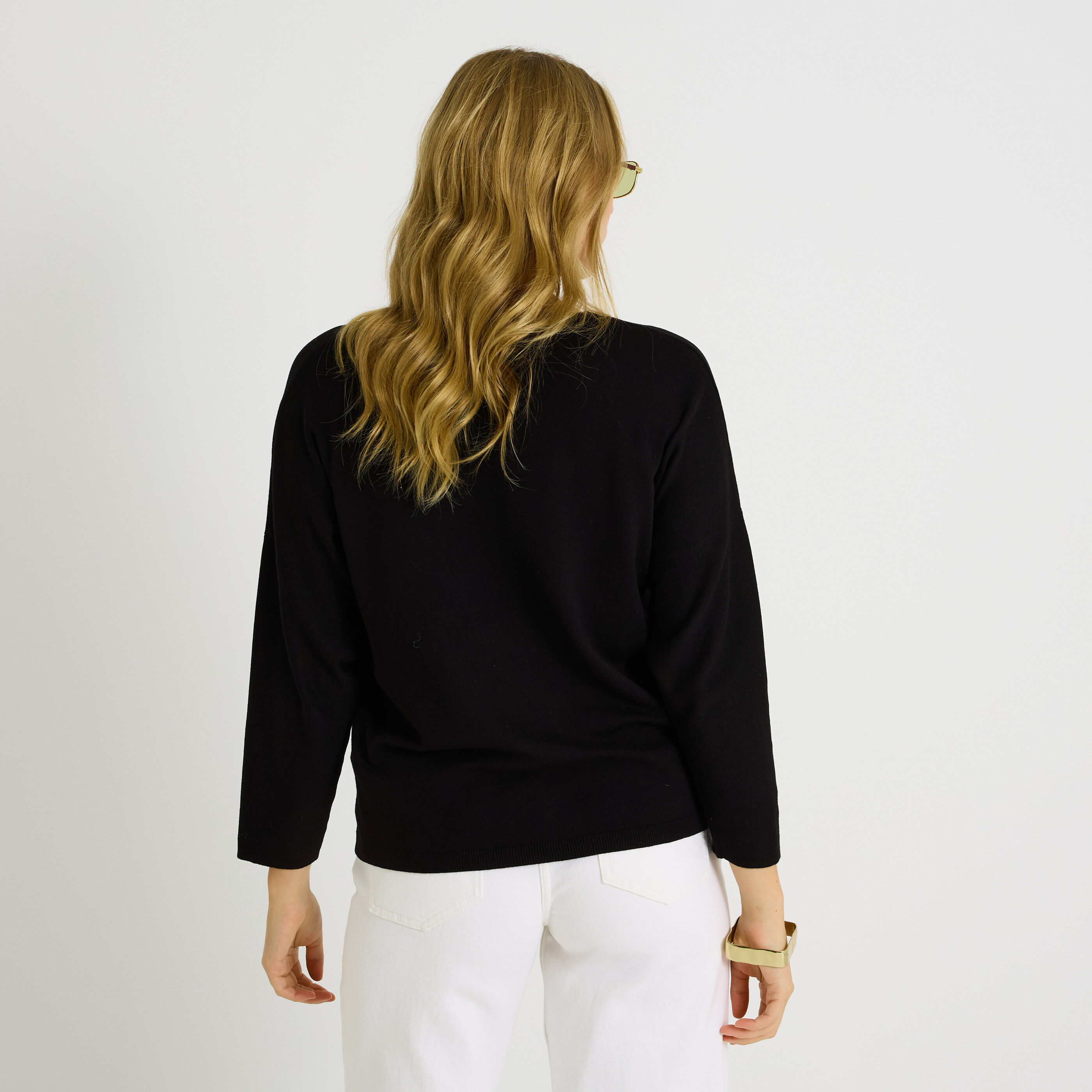 Pull brillant &agrave; col V femme