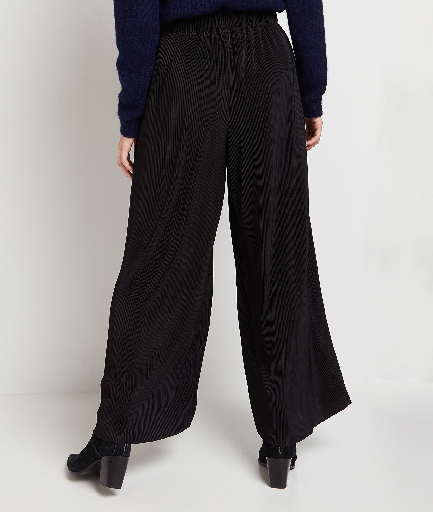 Pantalon plissé large discount femme