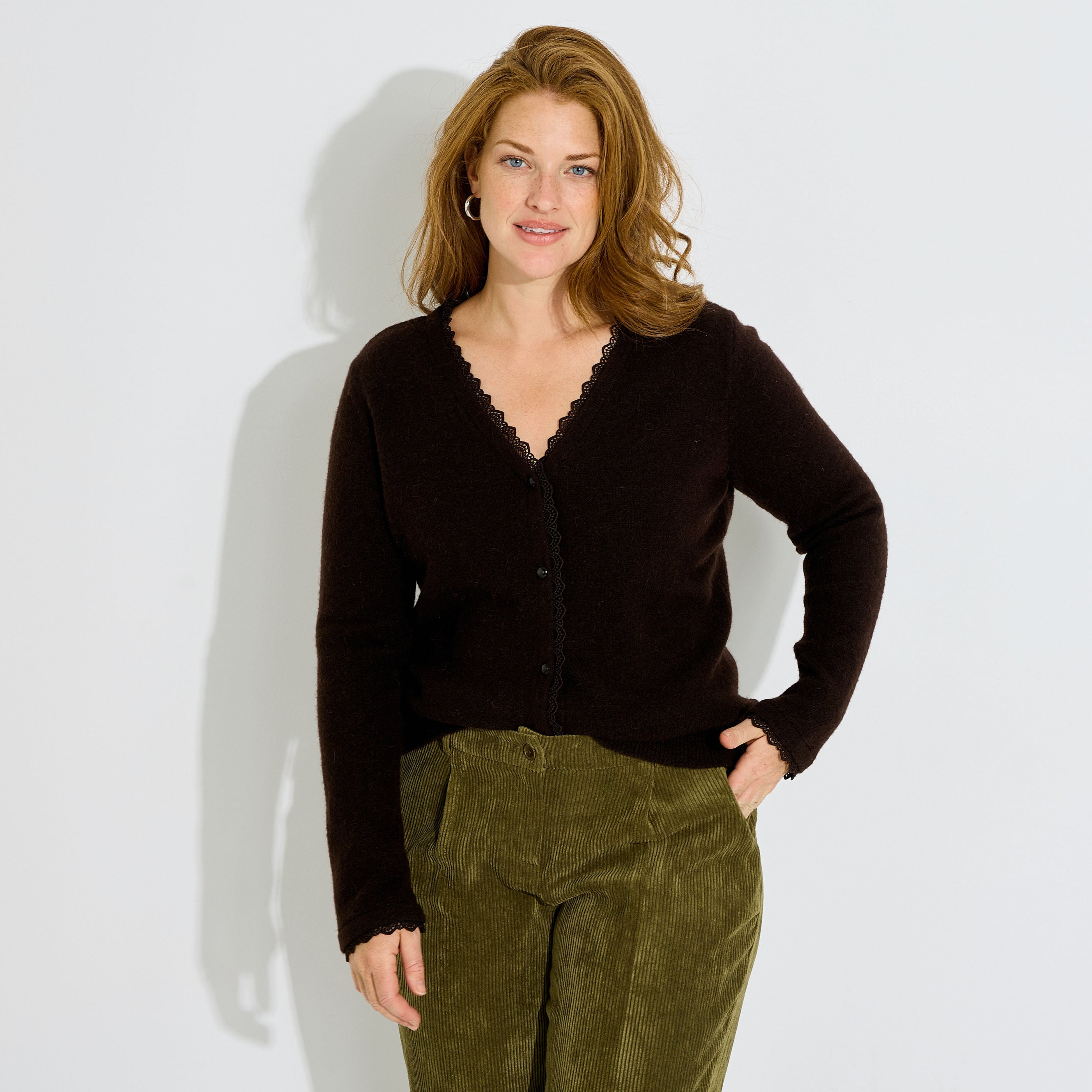 Gilet dentelle col V femme