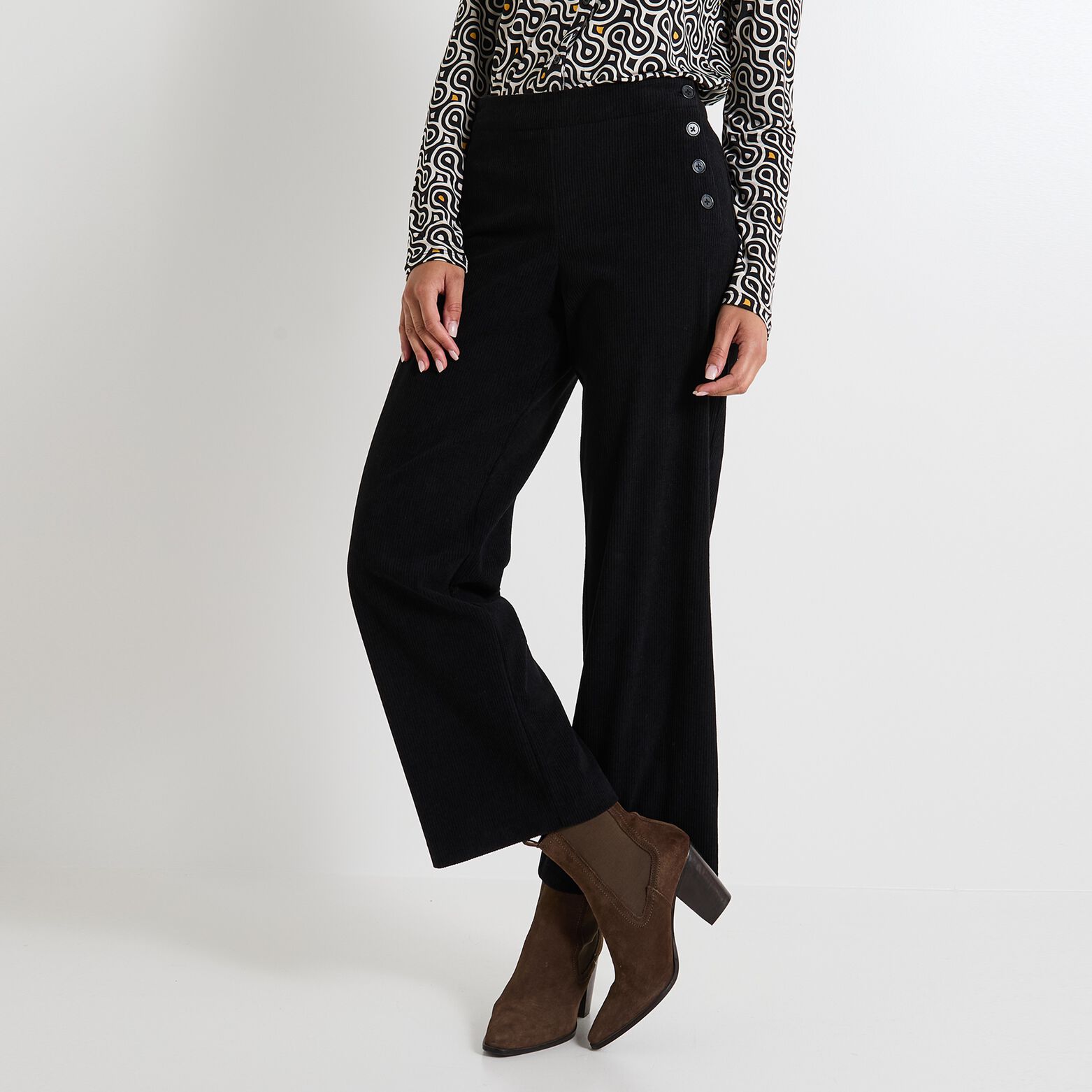 Pantalon à pont velours femme
