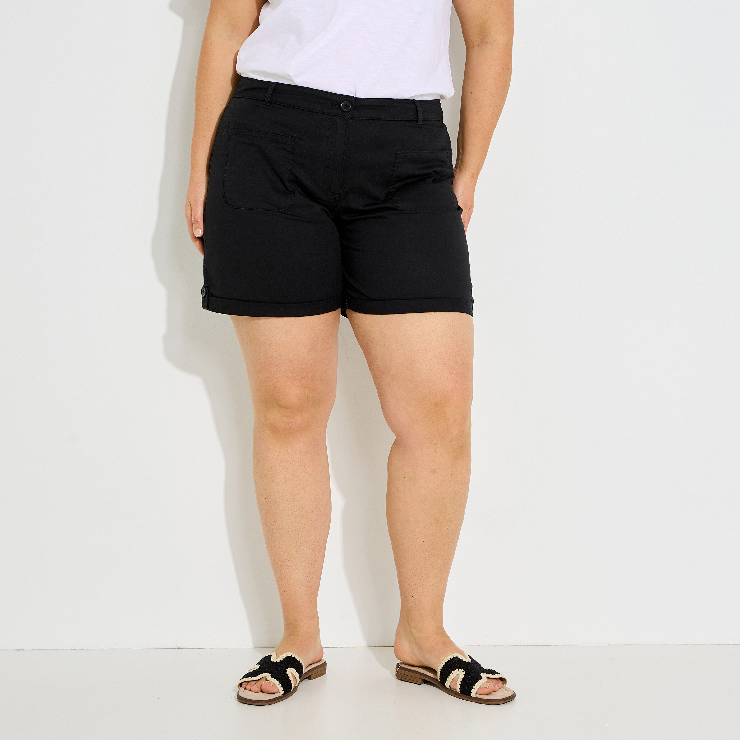 Short uni &agrave; revers femme