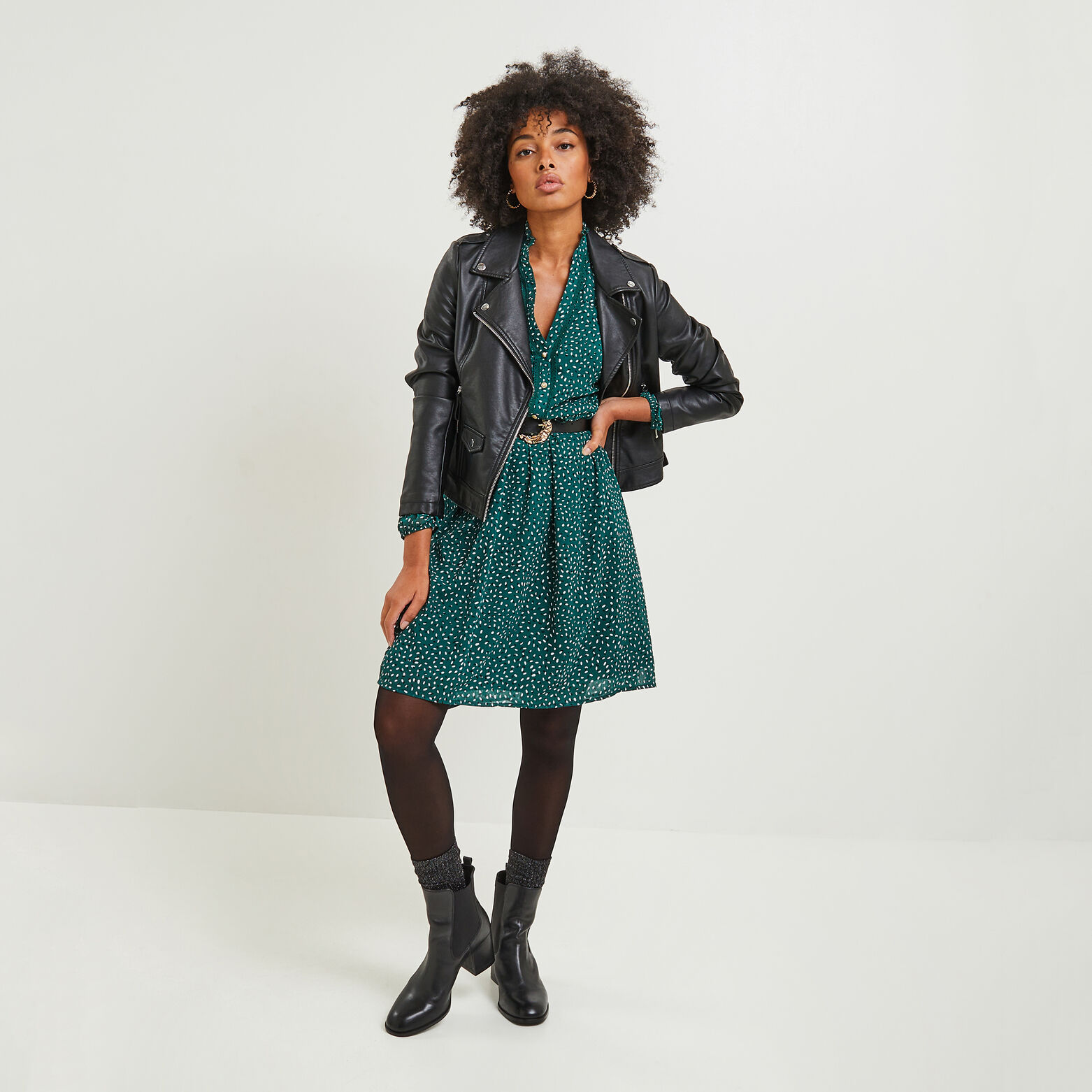 robe imprimée details macramé femme