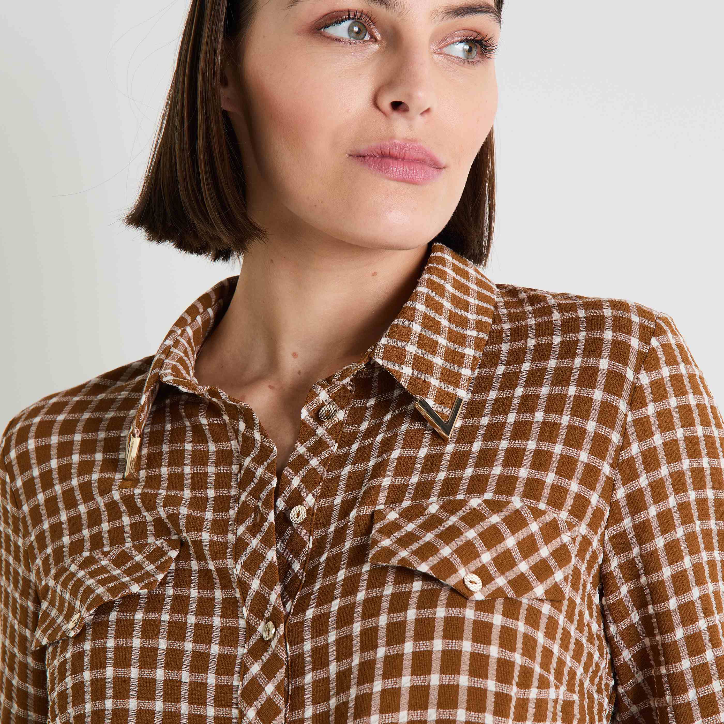 Chemisier &agrave; carreaux femme