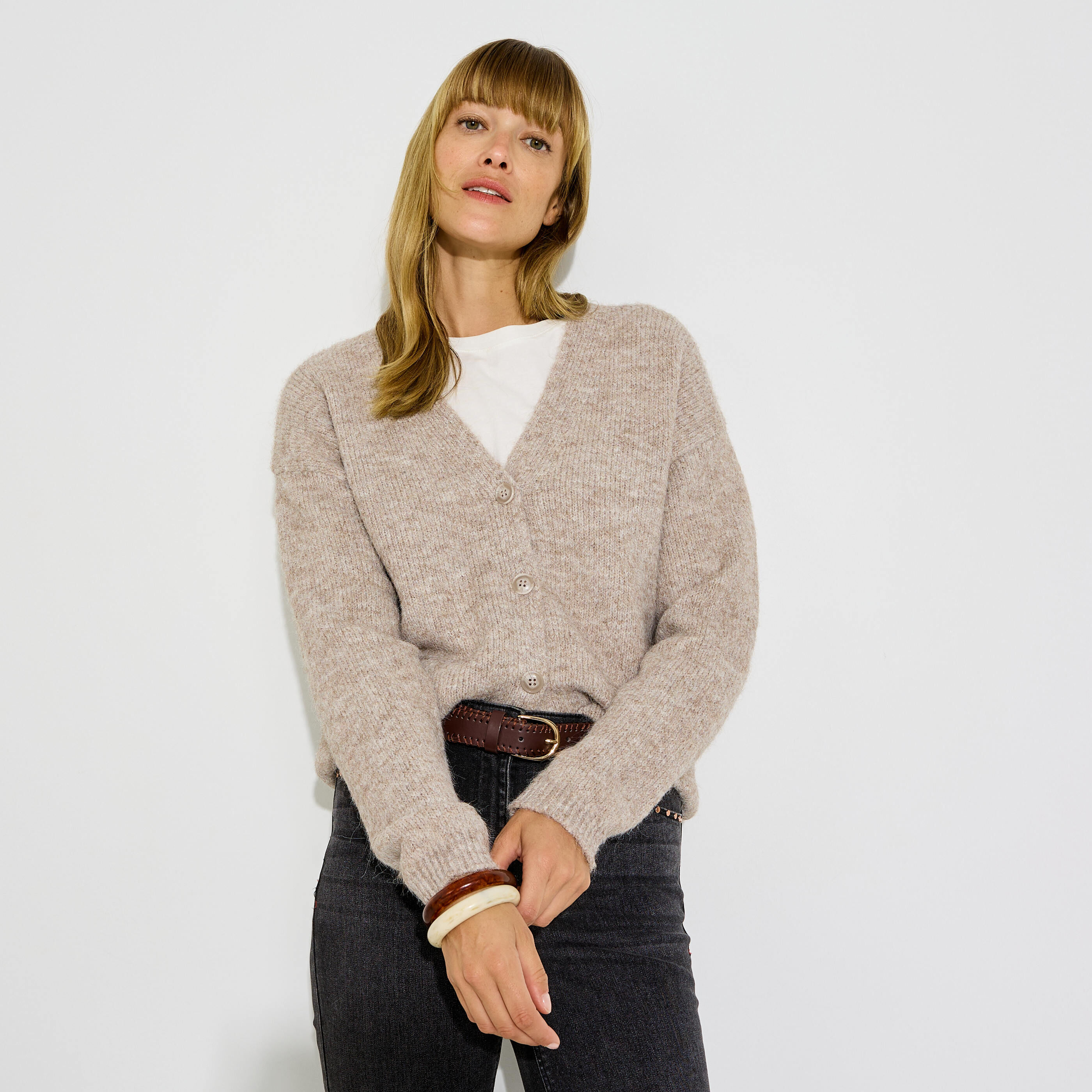 Gilet col V femme