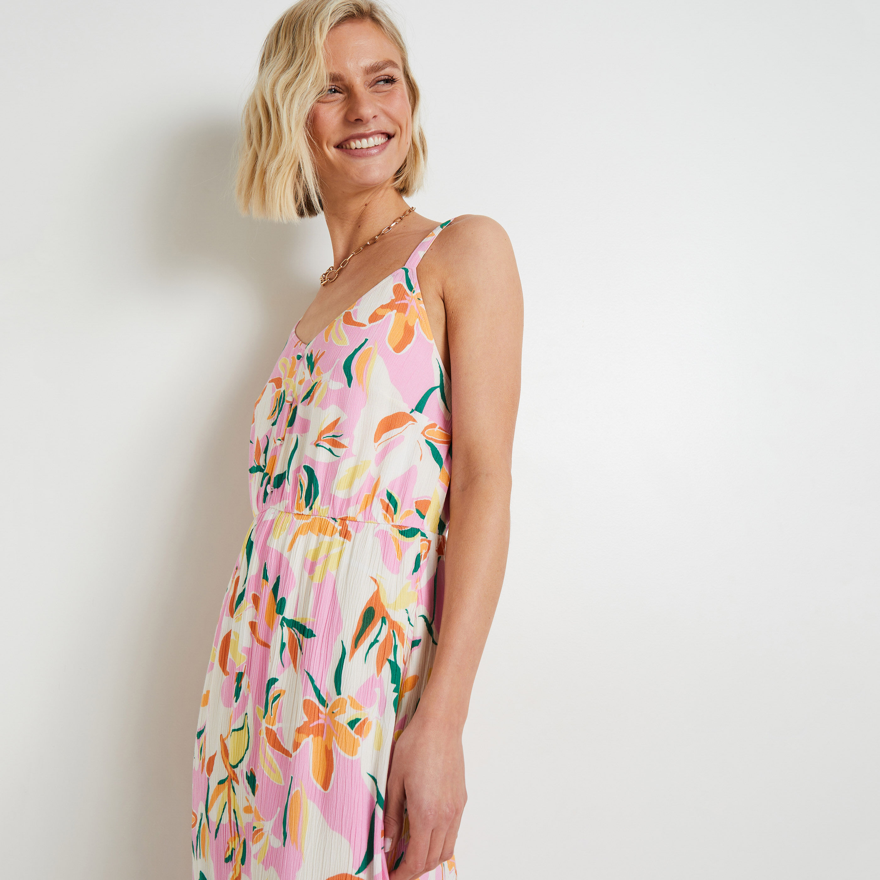 Robe longue imprim&eacute;e femme