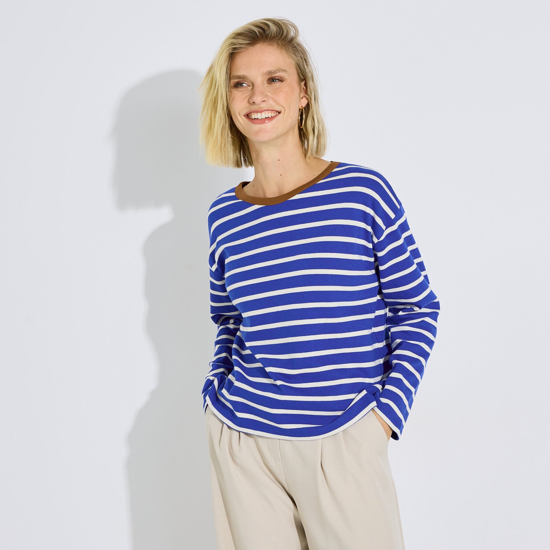 Tee-shirt ray&eacute; coudi&egrave;re c&oelig;ur femme