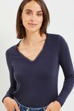 Pull col V femme