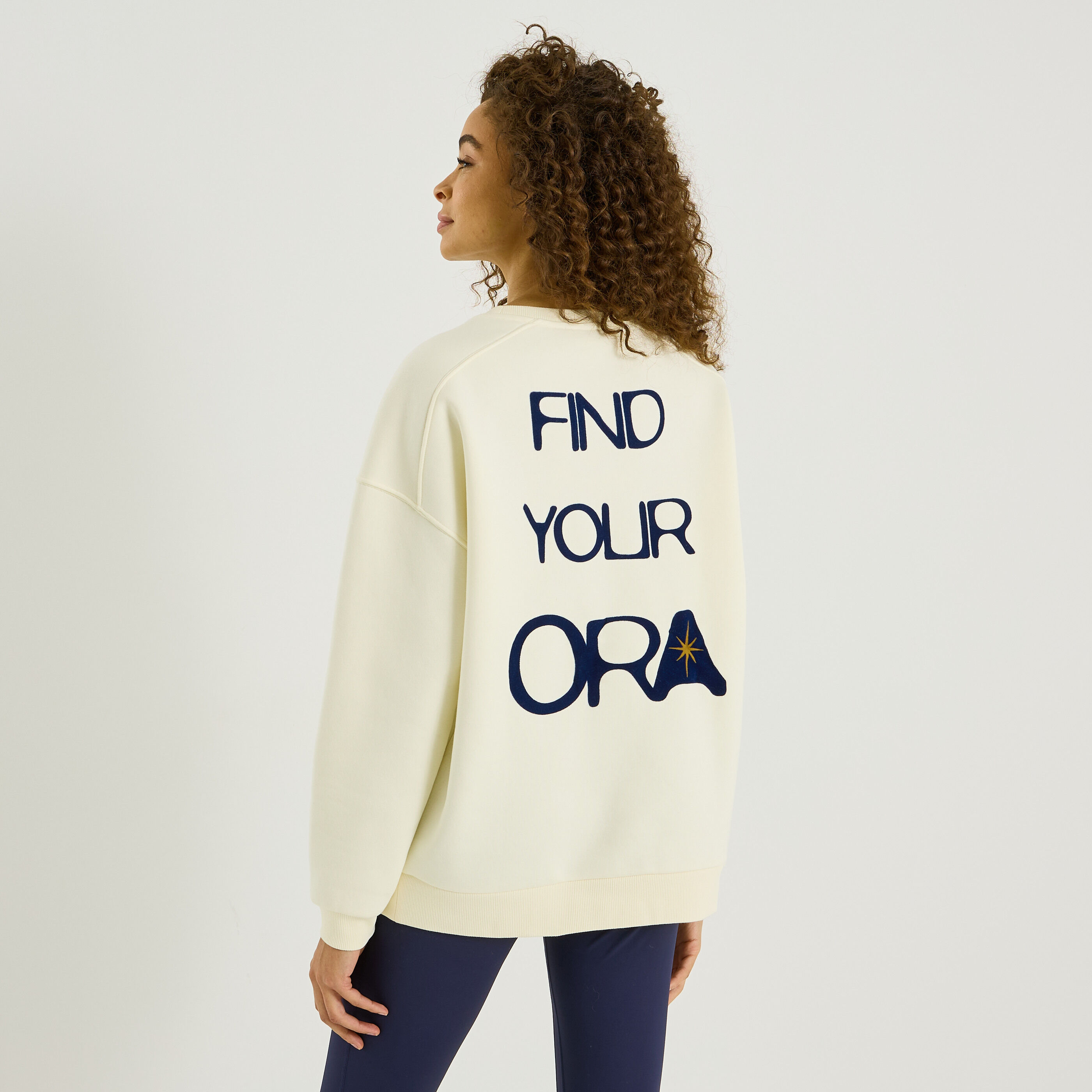 Sweat col rond avec inscriptions femme