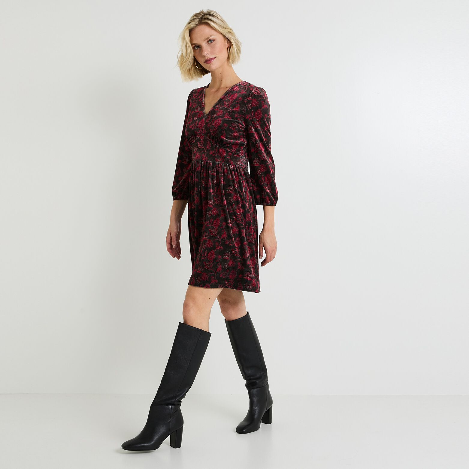 Robe manches 3/4 femme