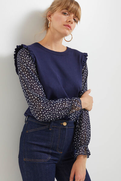 Pull bi matière femme