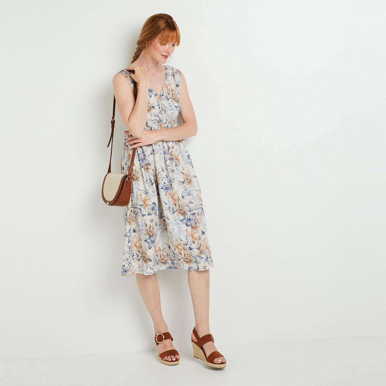 Robe imprim?�e femme ECRU | Graindemalice