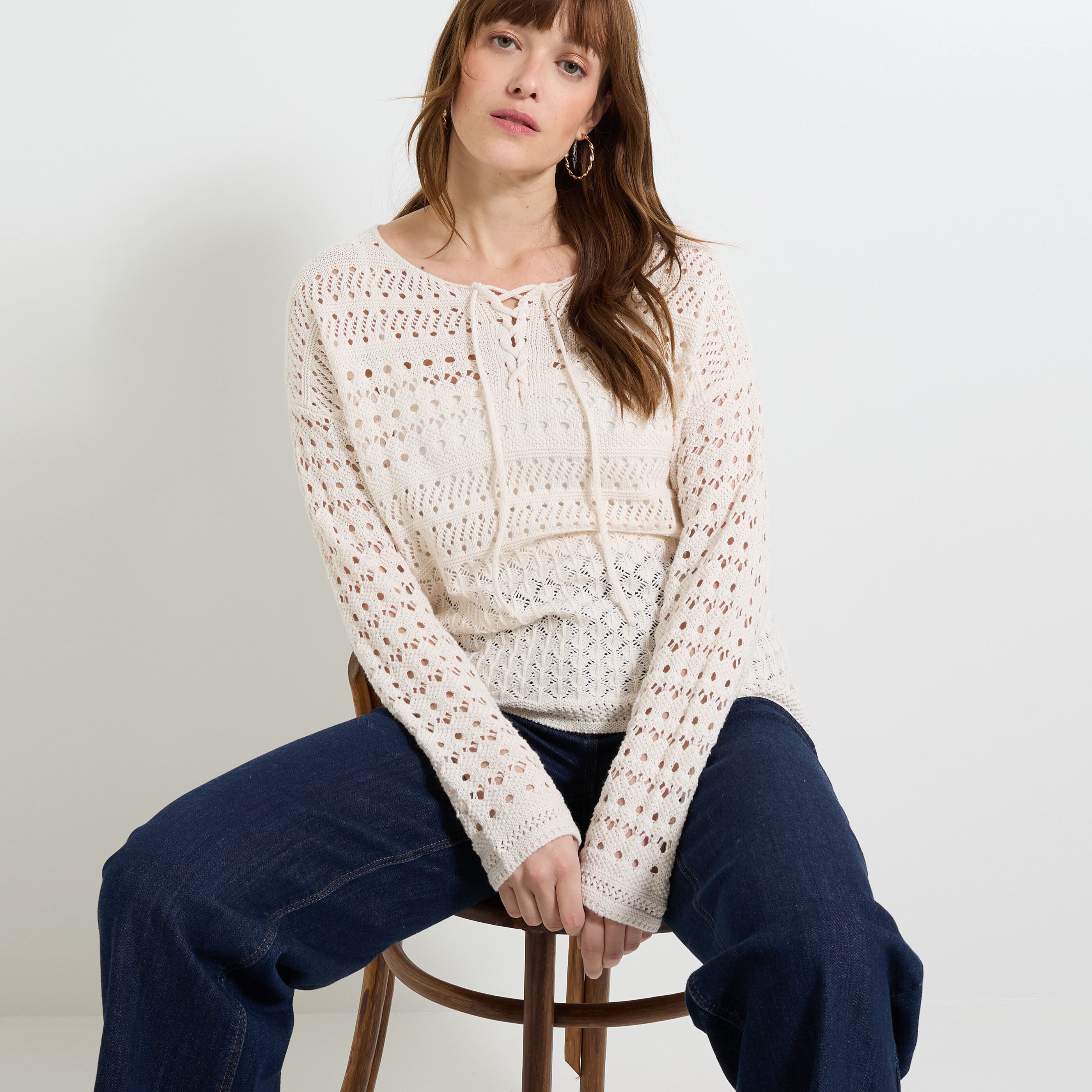 Pull en crochet femme