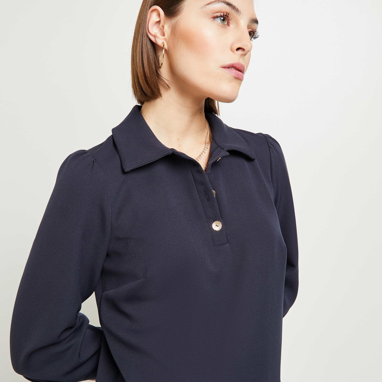 Robe unie col polo femme