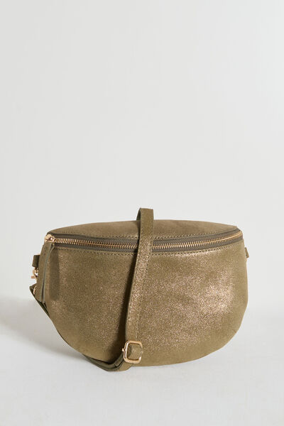 Sac banane croûte de cuir femme