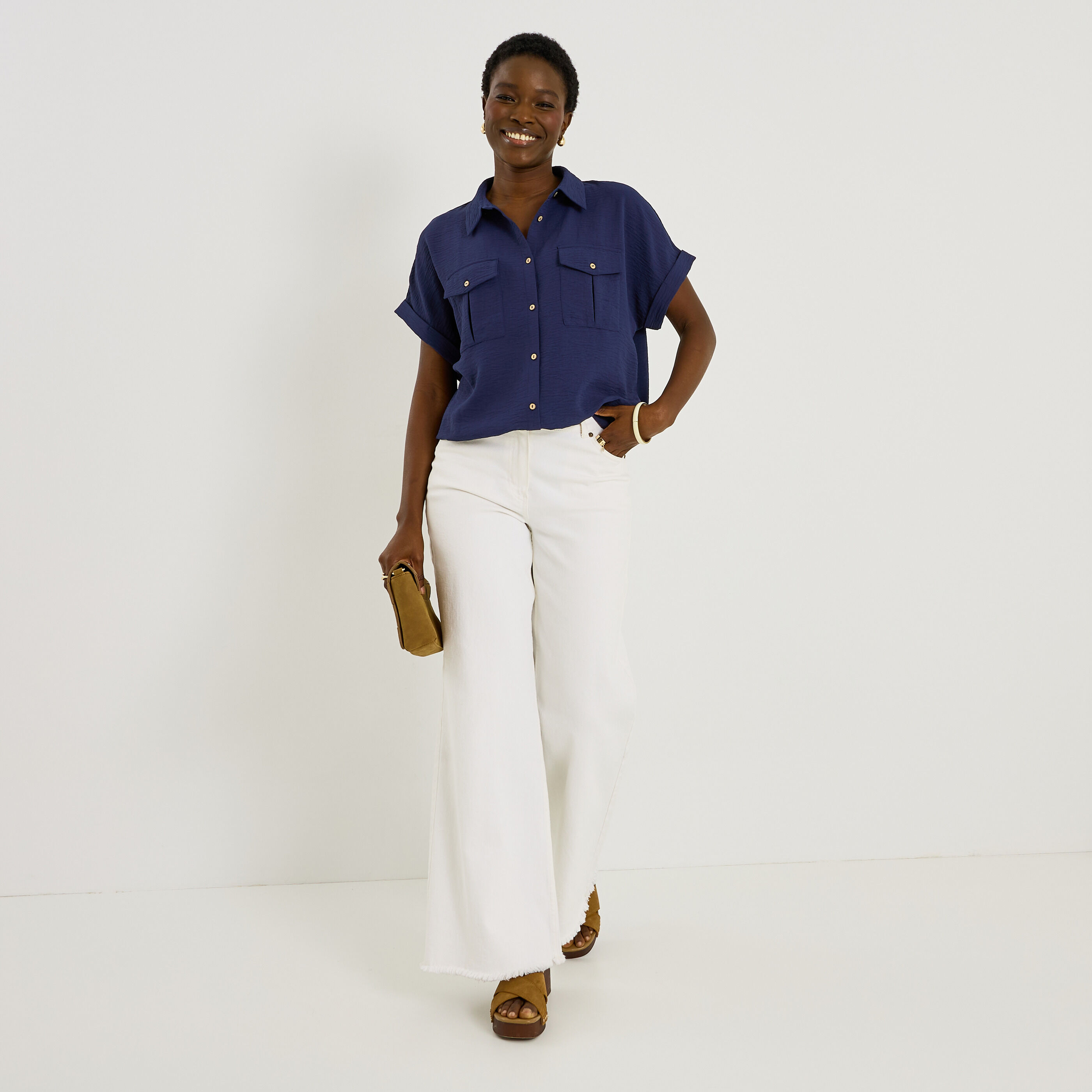 Chemise fluide manches courtes femme