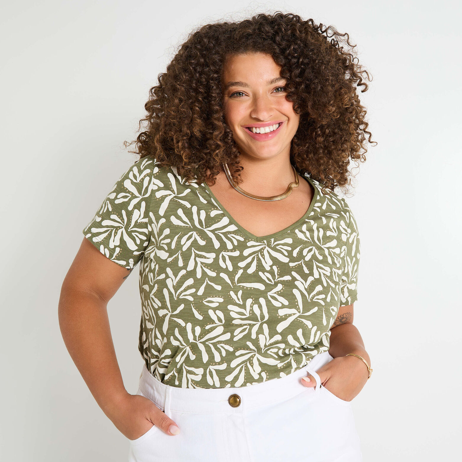 T-shirt col V femme