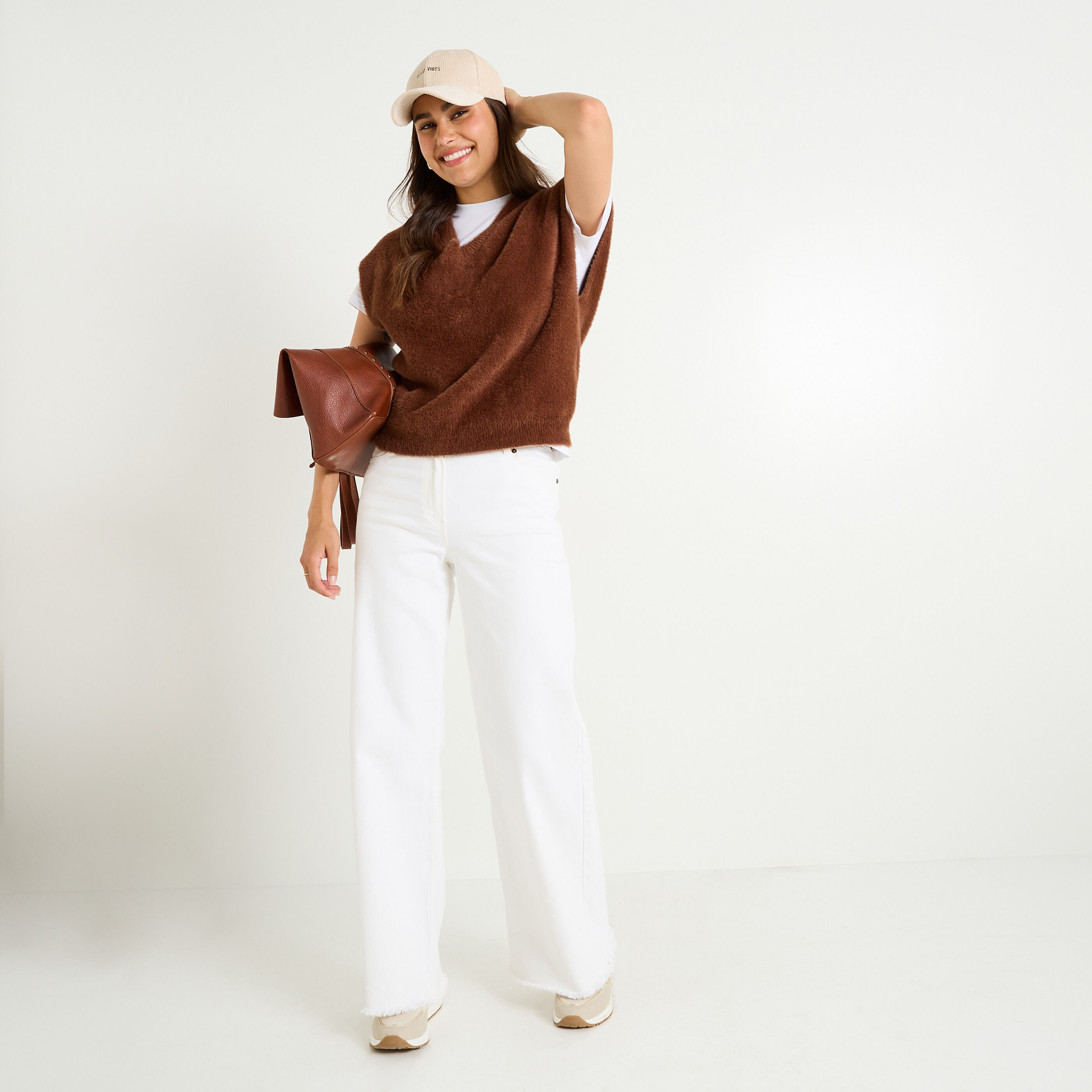 Pull sans manches fluffy femme