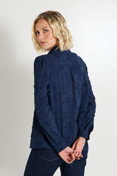 Chemise broderies florales femme