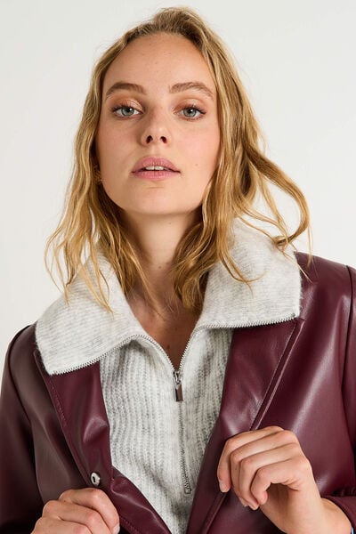 Col zippé uni femme
