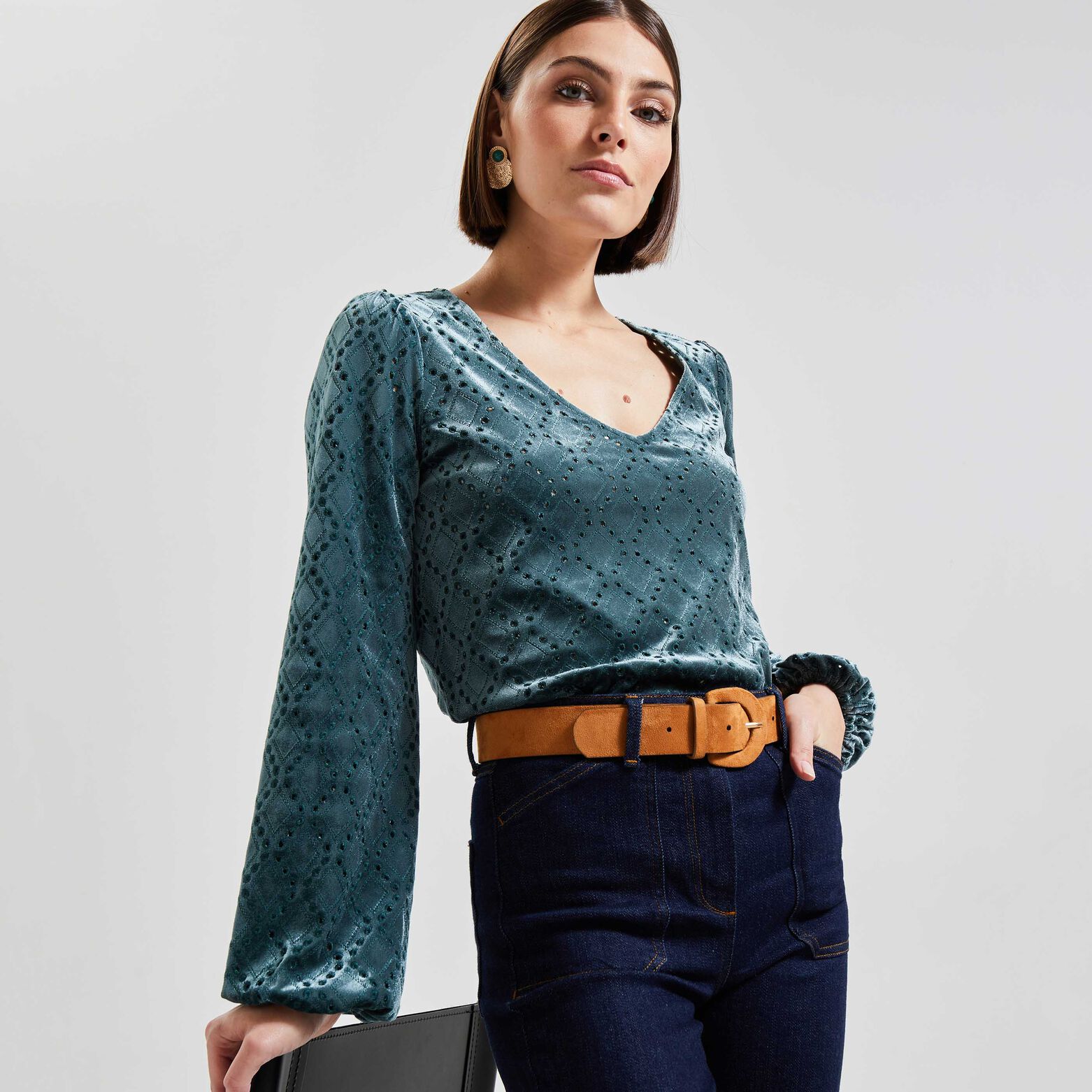 Blouse velours femme