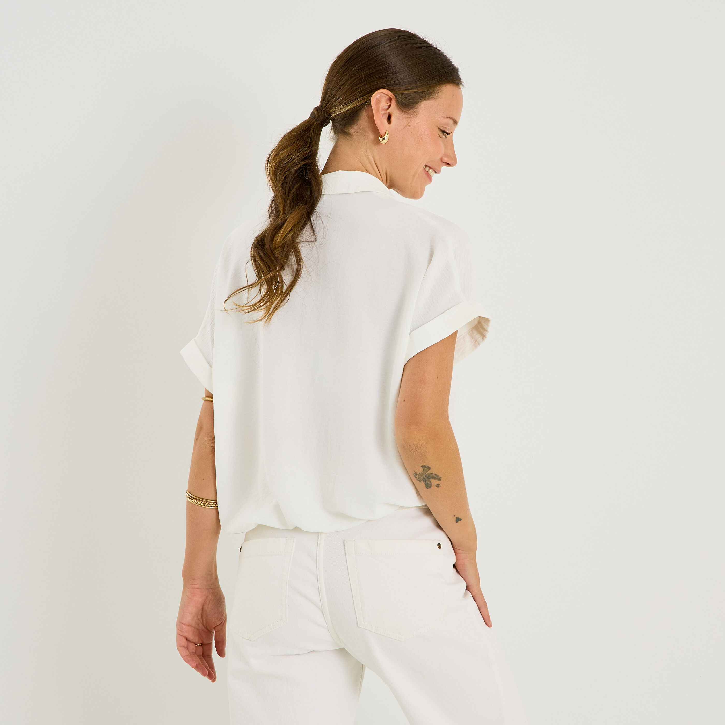 Chemise fluide manches courtes femme