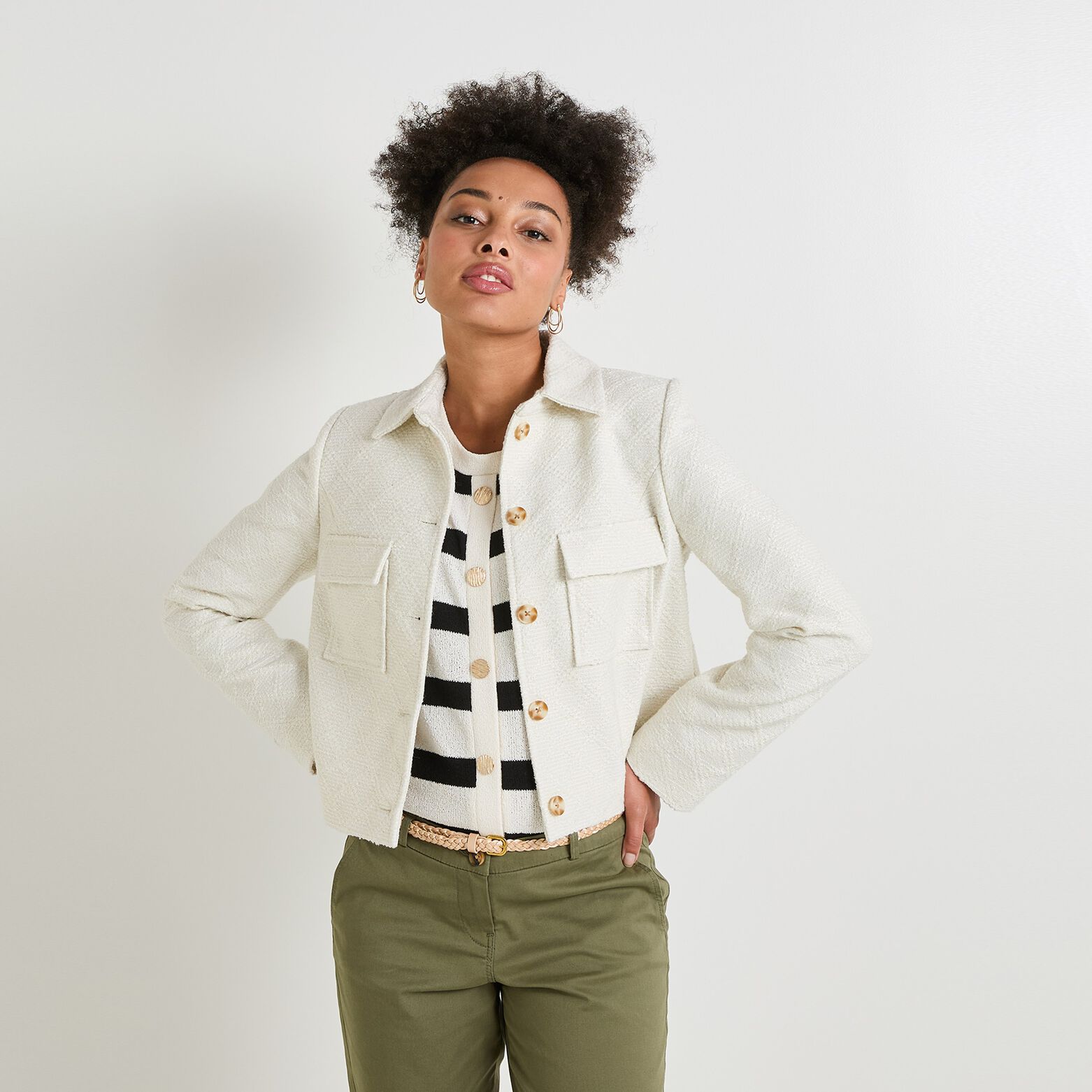 Veste manches longues femme BLANC CASSE Graindemalice