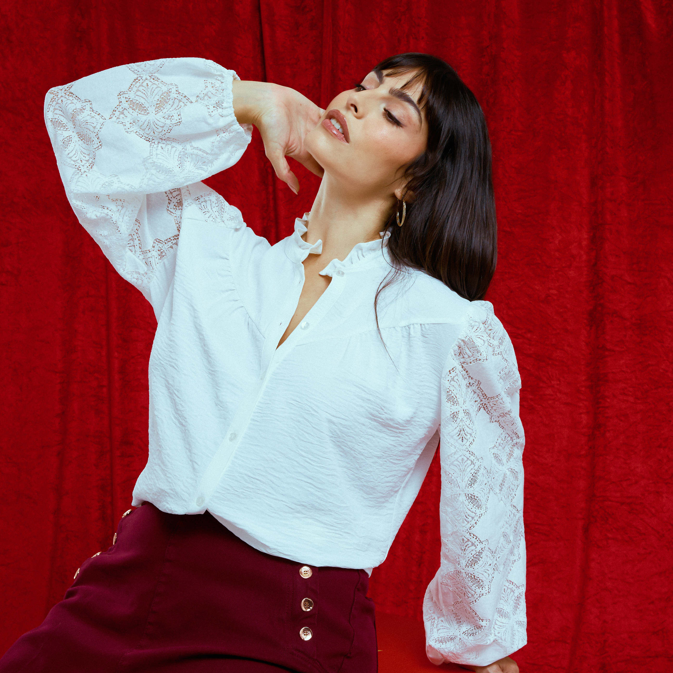 Chemise manches ajour&eacute;es femme