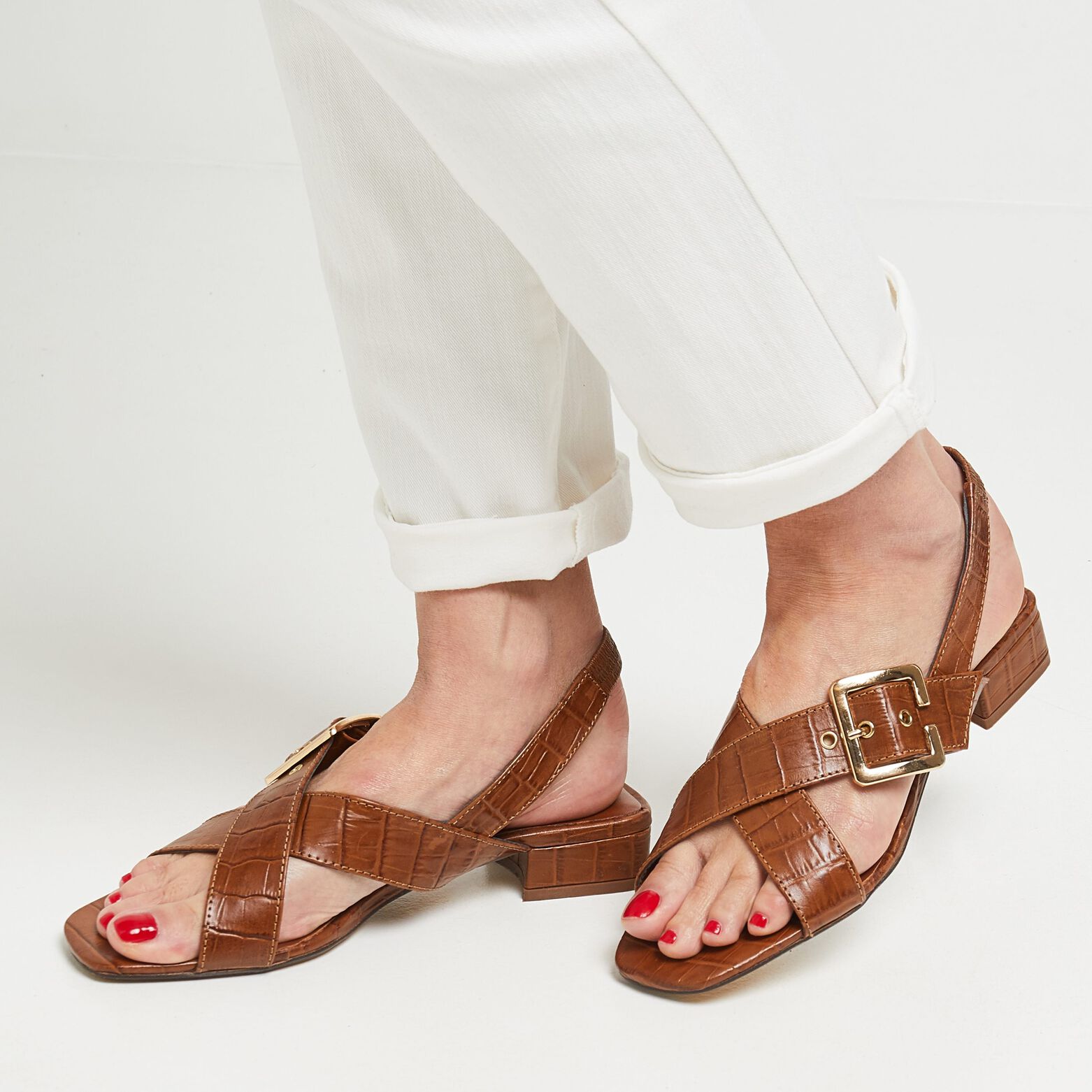 sandales cuir camel femme