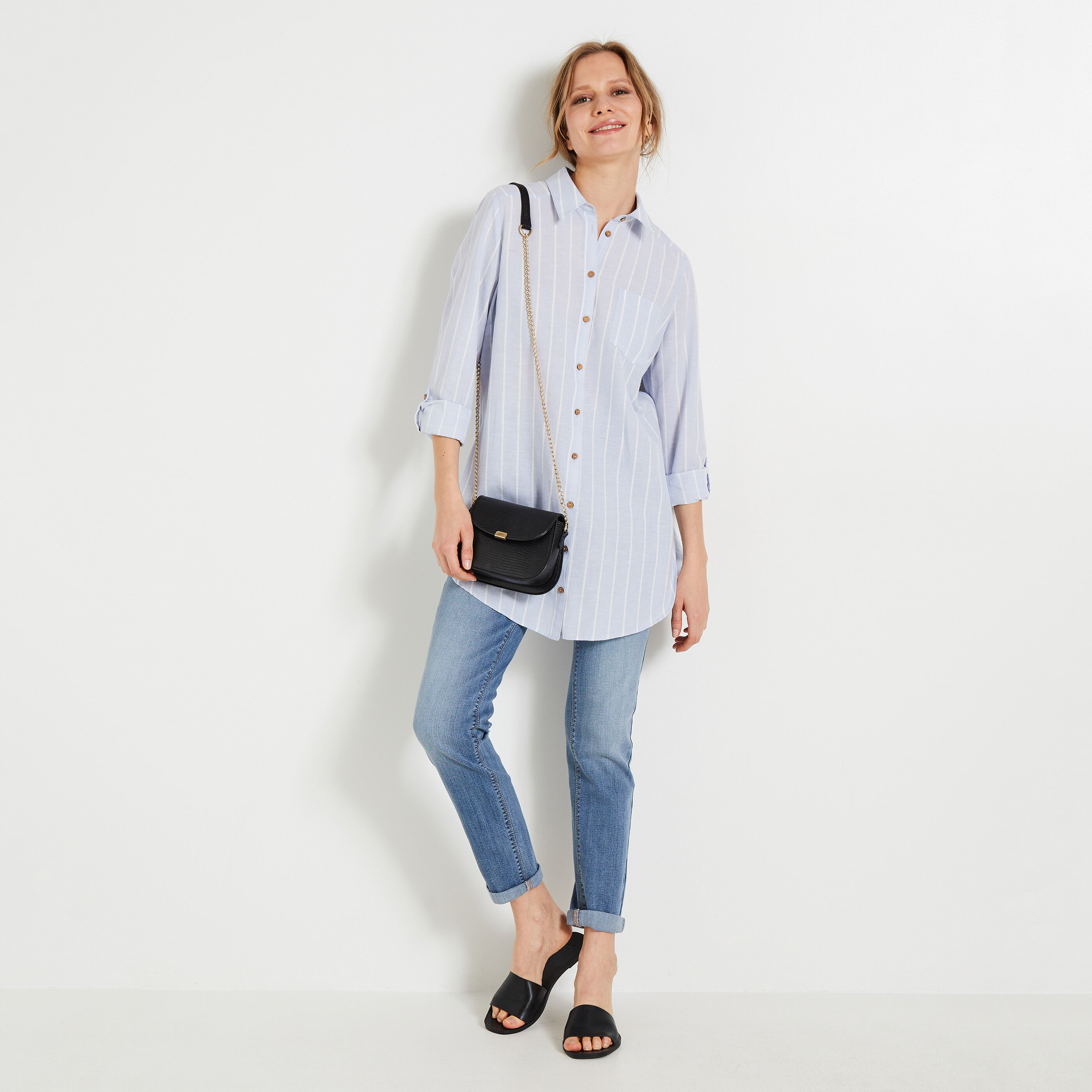 Chemise oversize ray&eacute;e femme