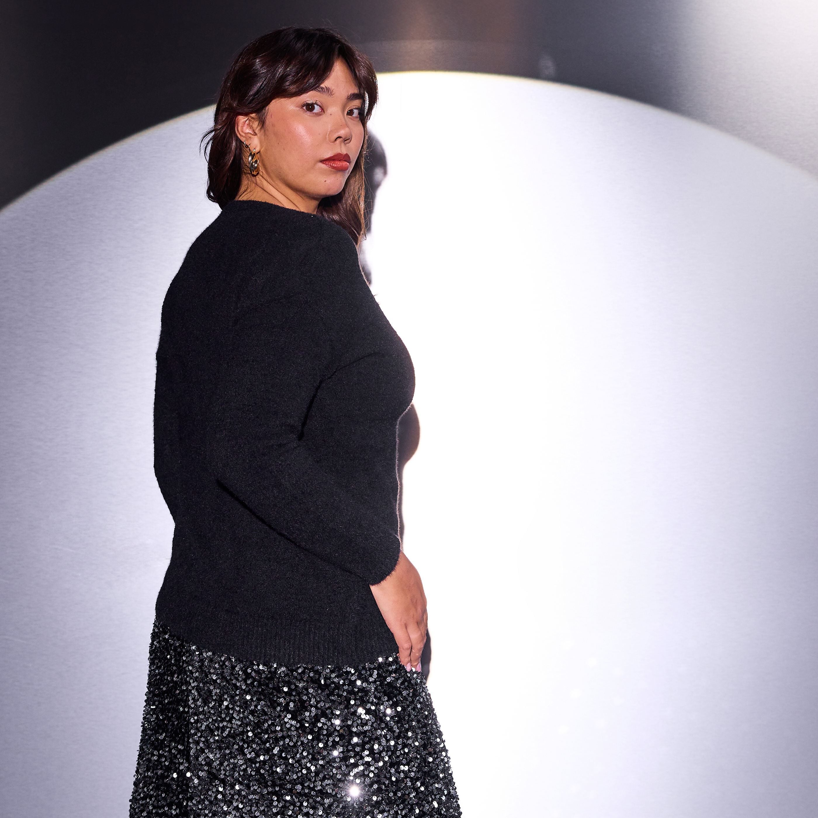 Pull col V femme