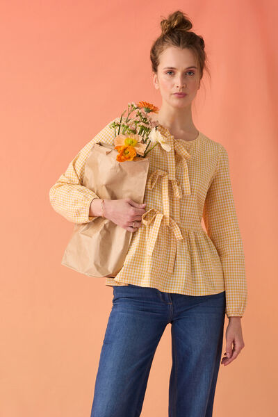 Blouse vichy à nœuds femme