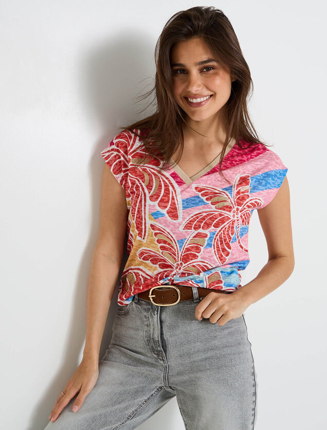 T-shirt col V femme