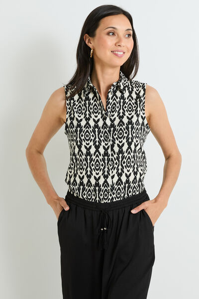 Débardeur col chemise femme