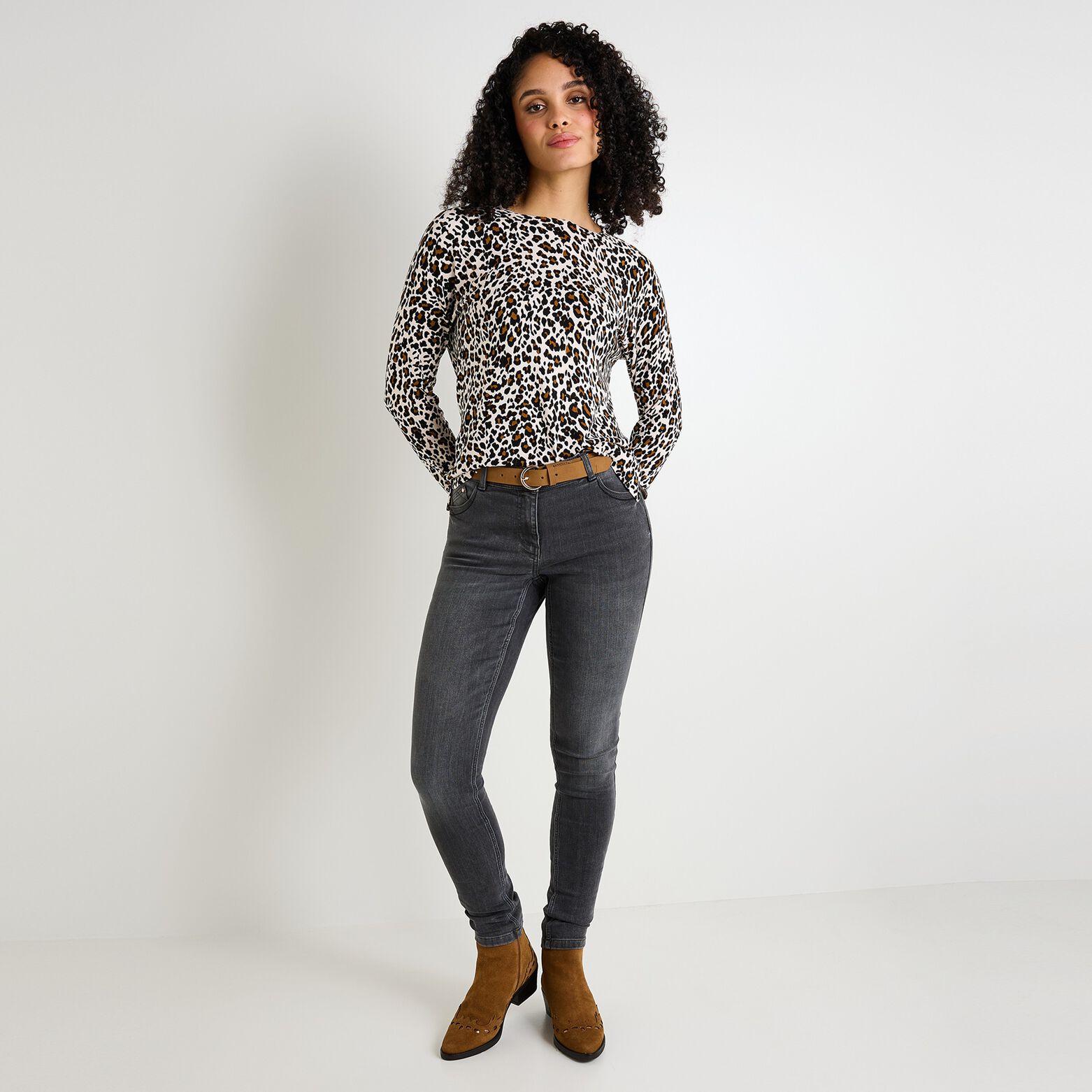 Pull imprimé léopard femme