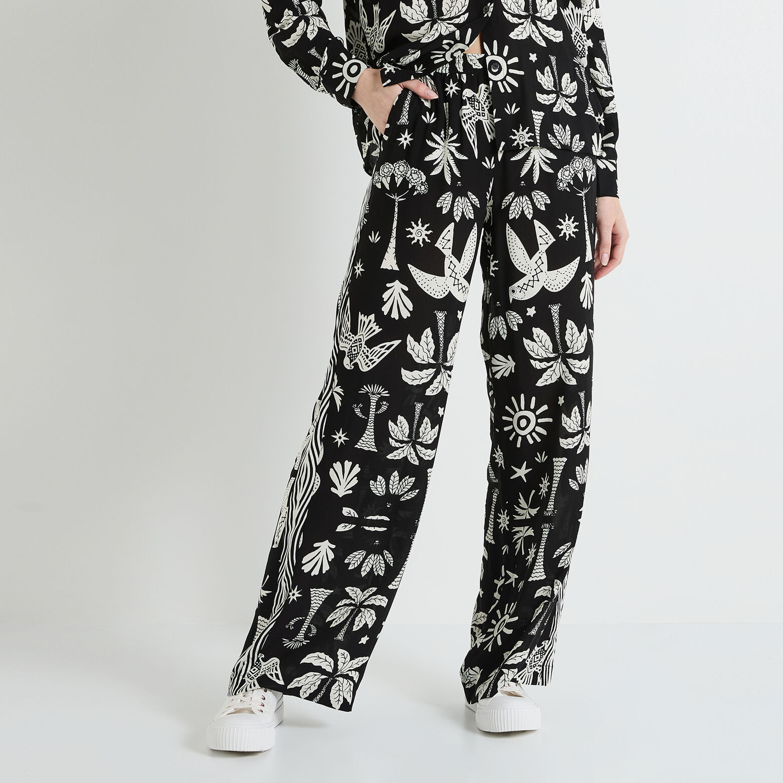 Pantalon large imprimé femme