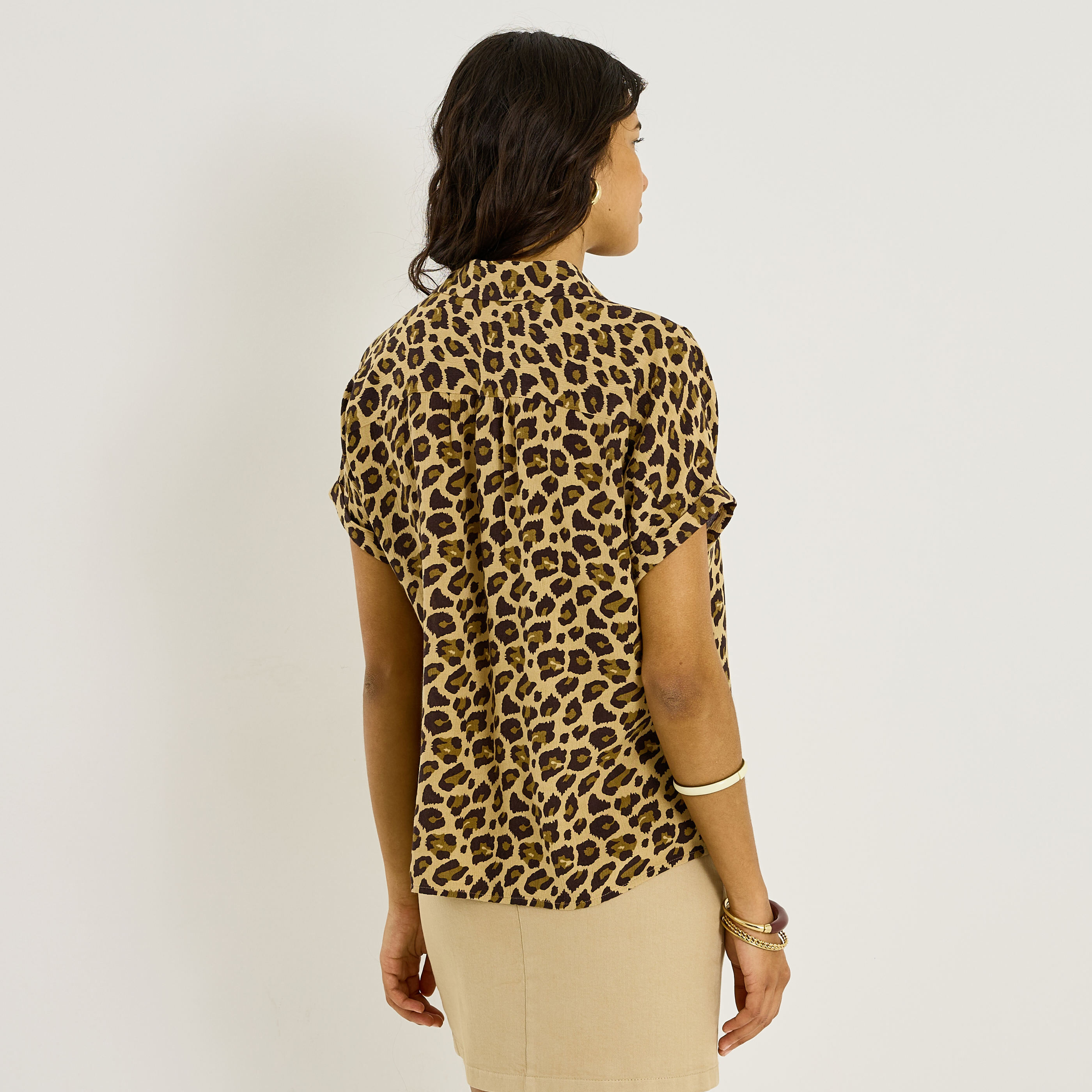 Chemise fluide imprim&eacute; bicolore femme
