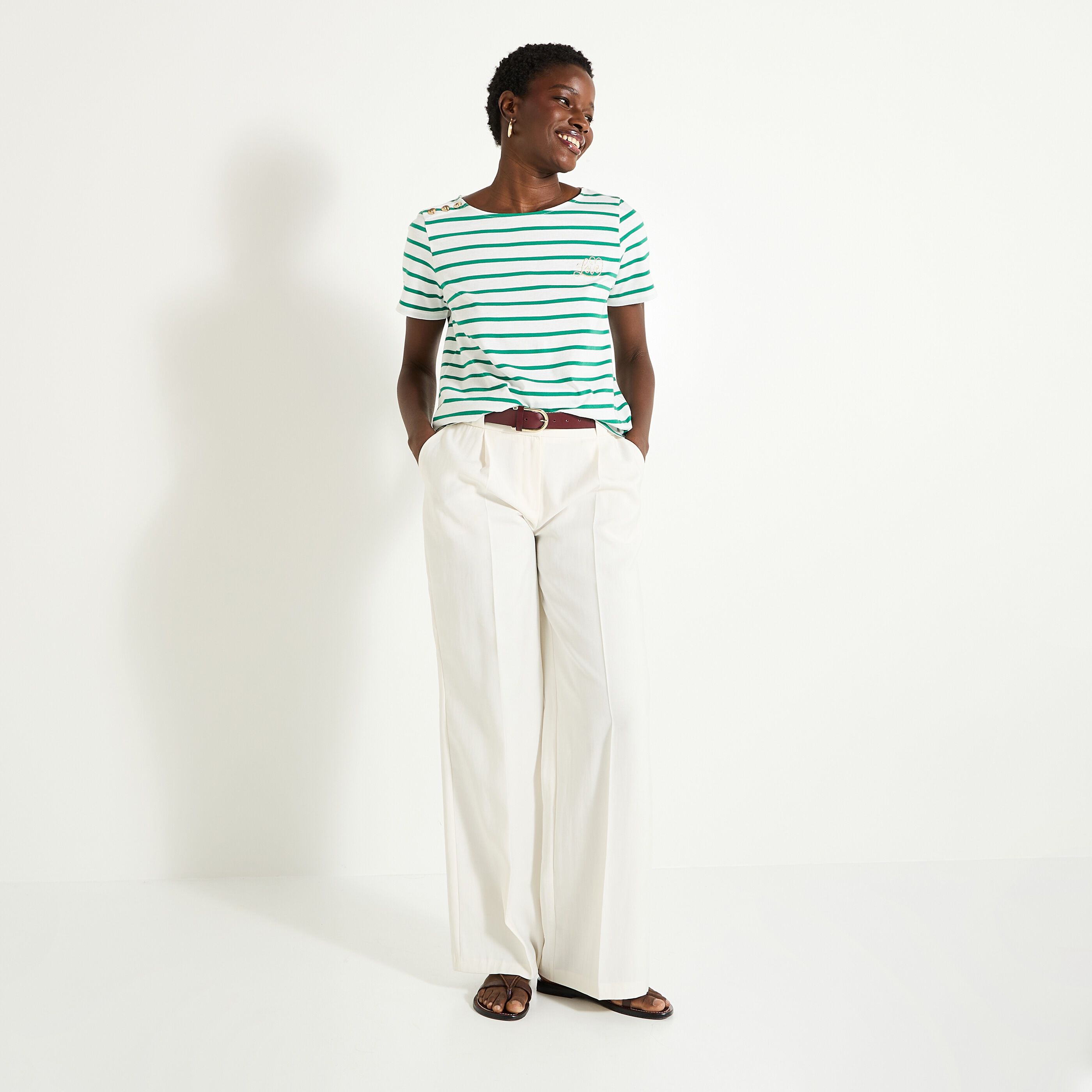 T-shirt ray&eacute; femme