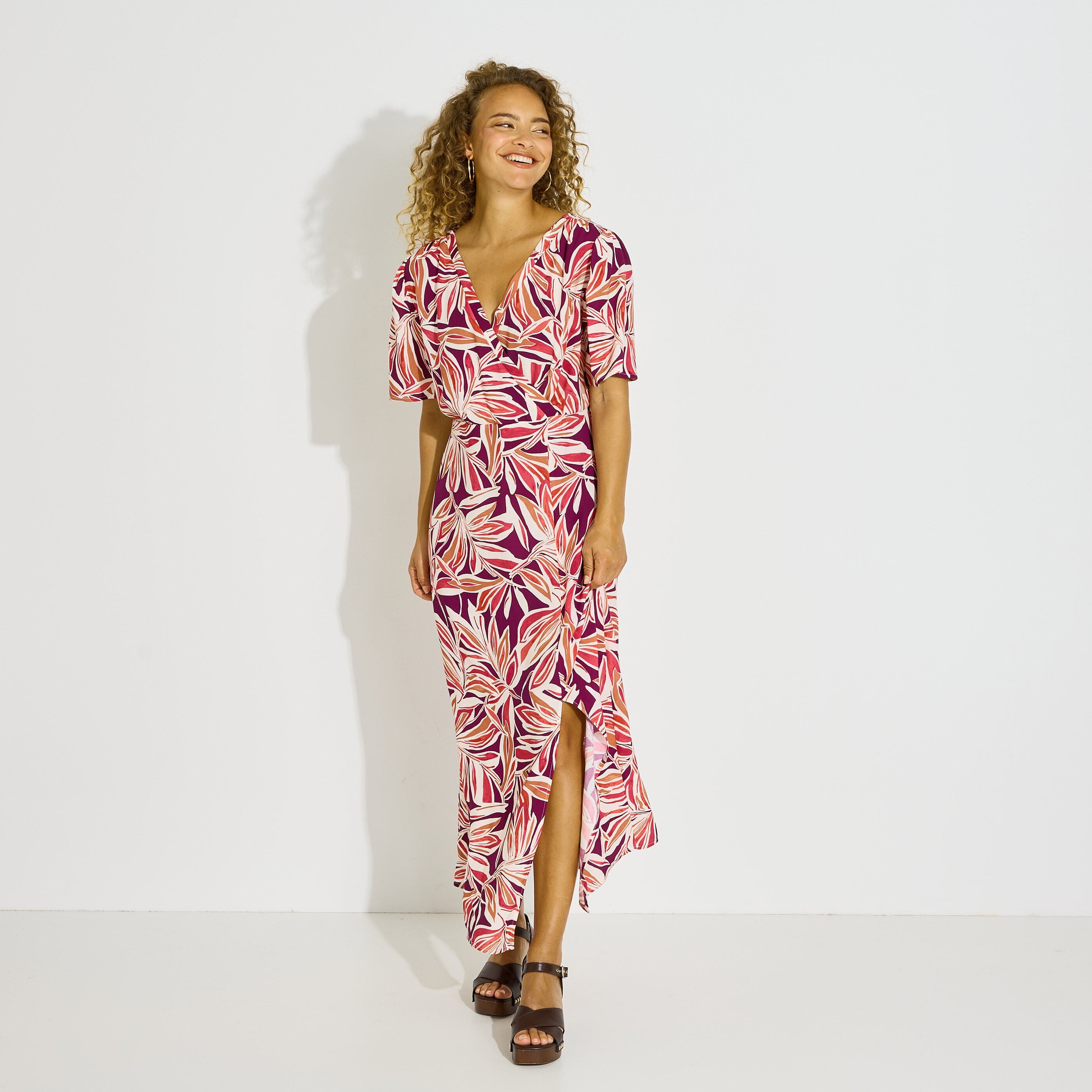 Robe longue habill&eacute;e imprim&eacute; fleuri