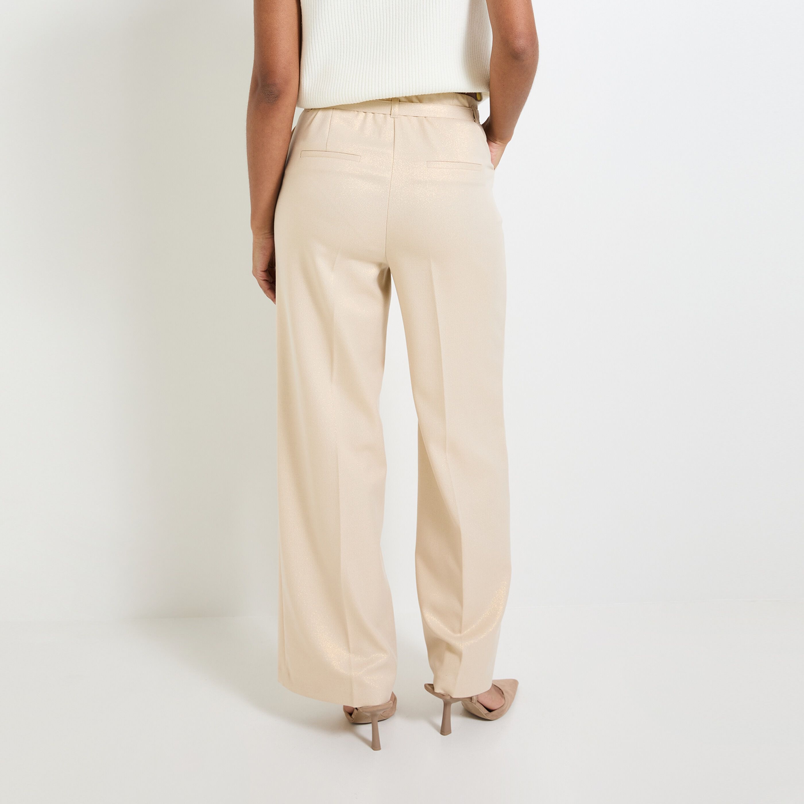 Pantalon large paillet&eacute; femme