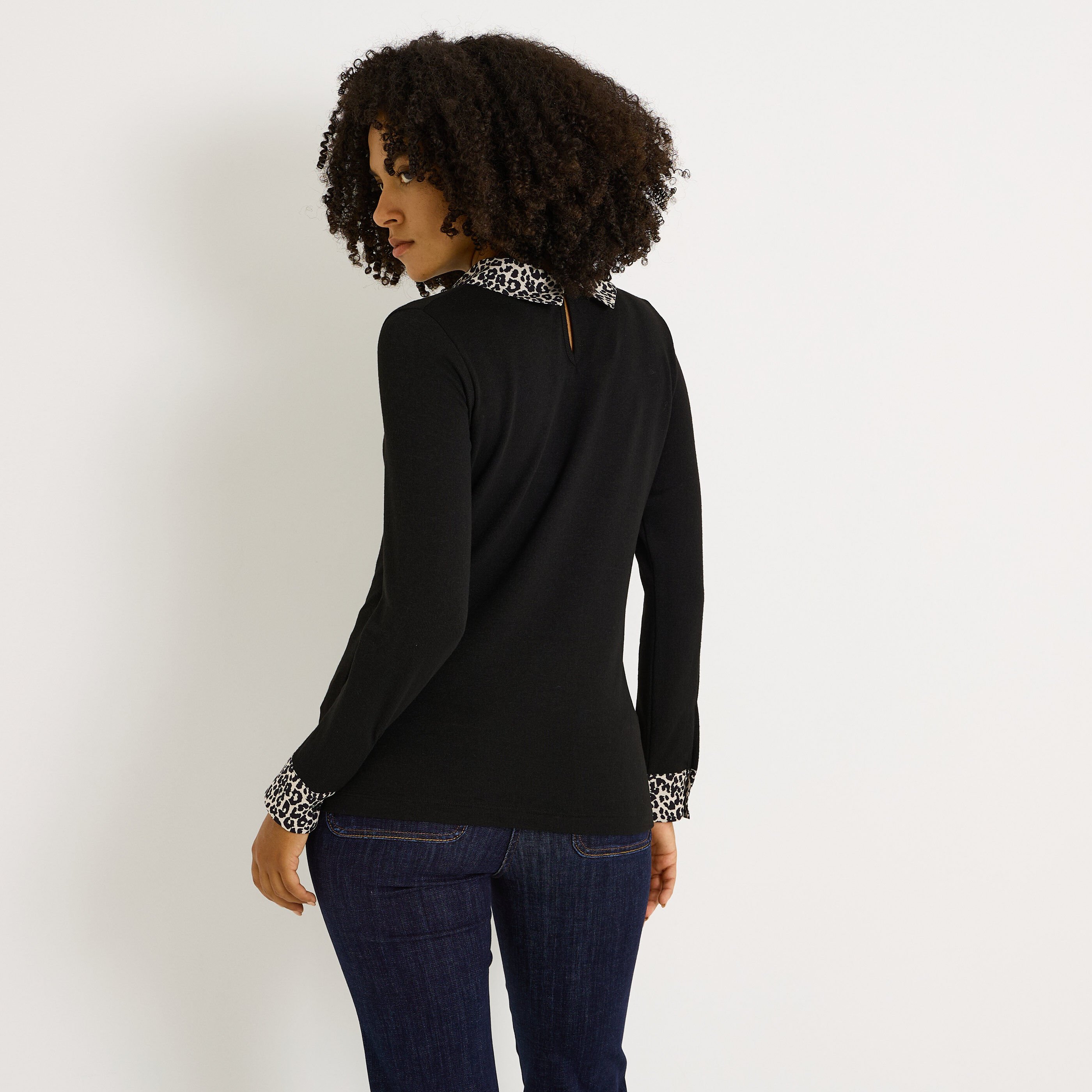 T-shirt en maille imprim&eacute; l&eacute;opard femme
