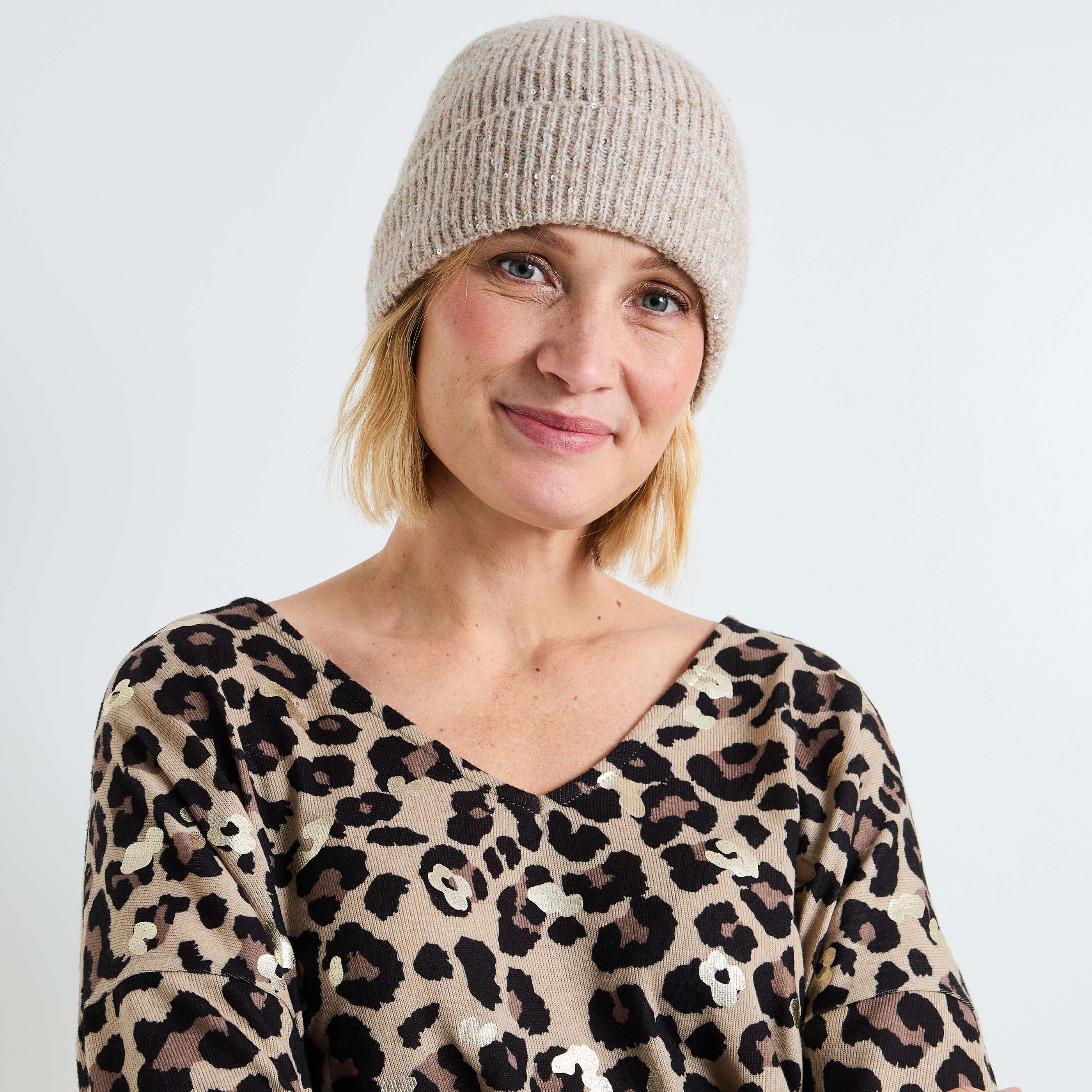 Bonnet sequins femme