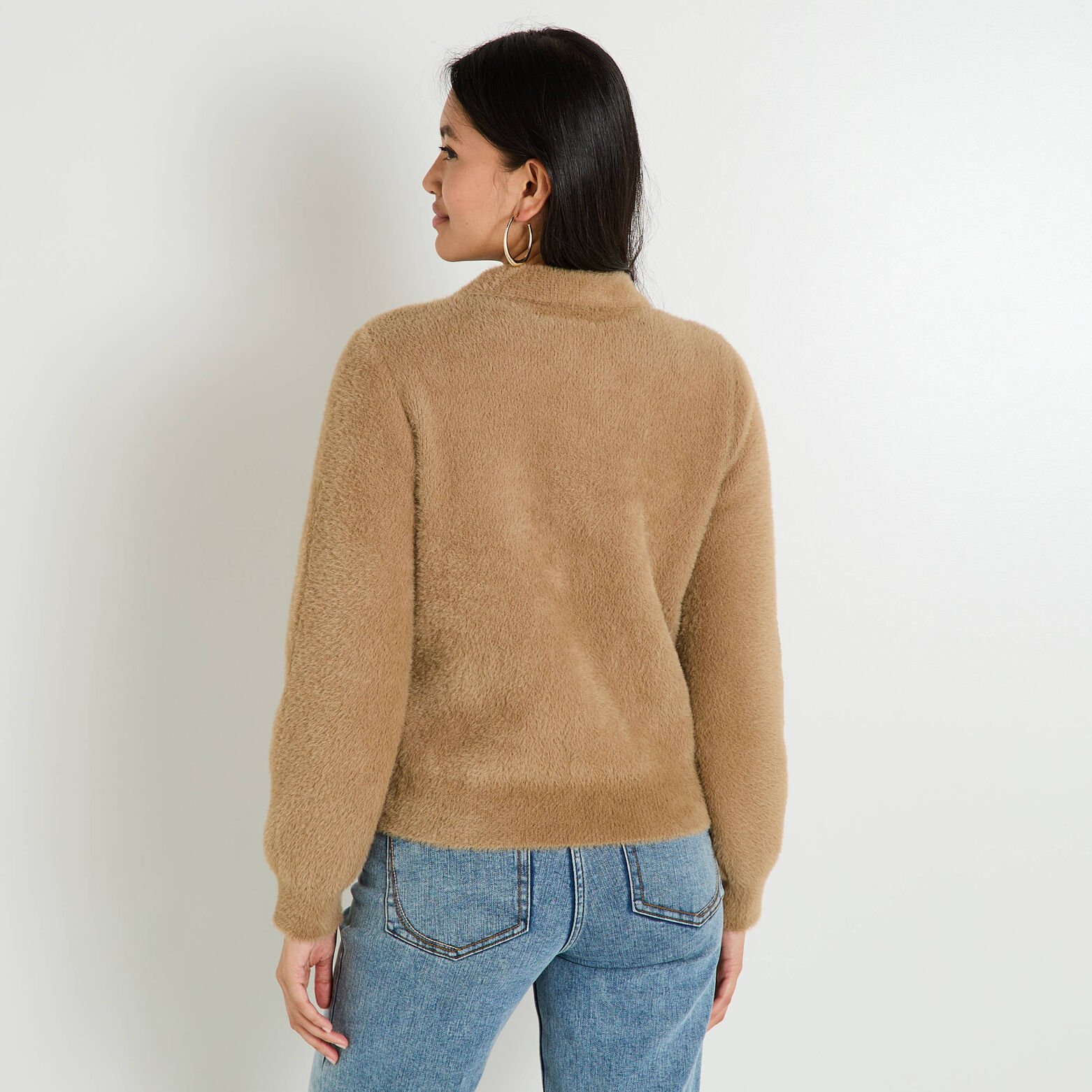 Bomber zippé fluffy femme
